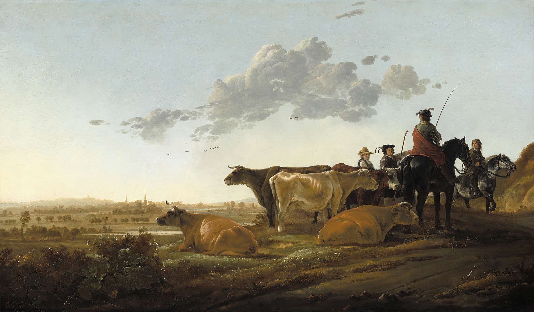 Landscape With Herdsmen Mid S By Aelbert Cuyp - Image 2