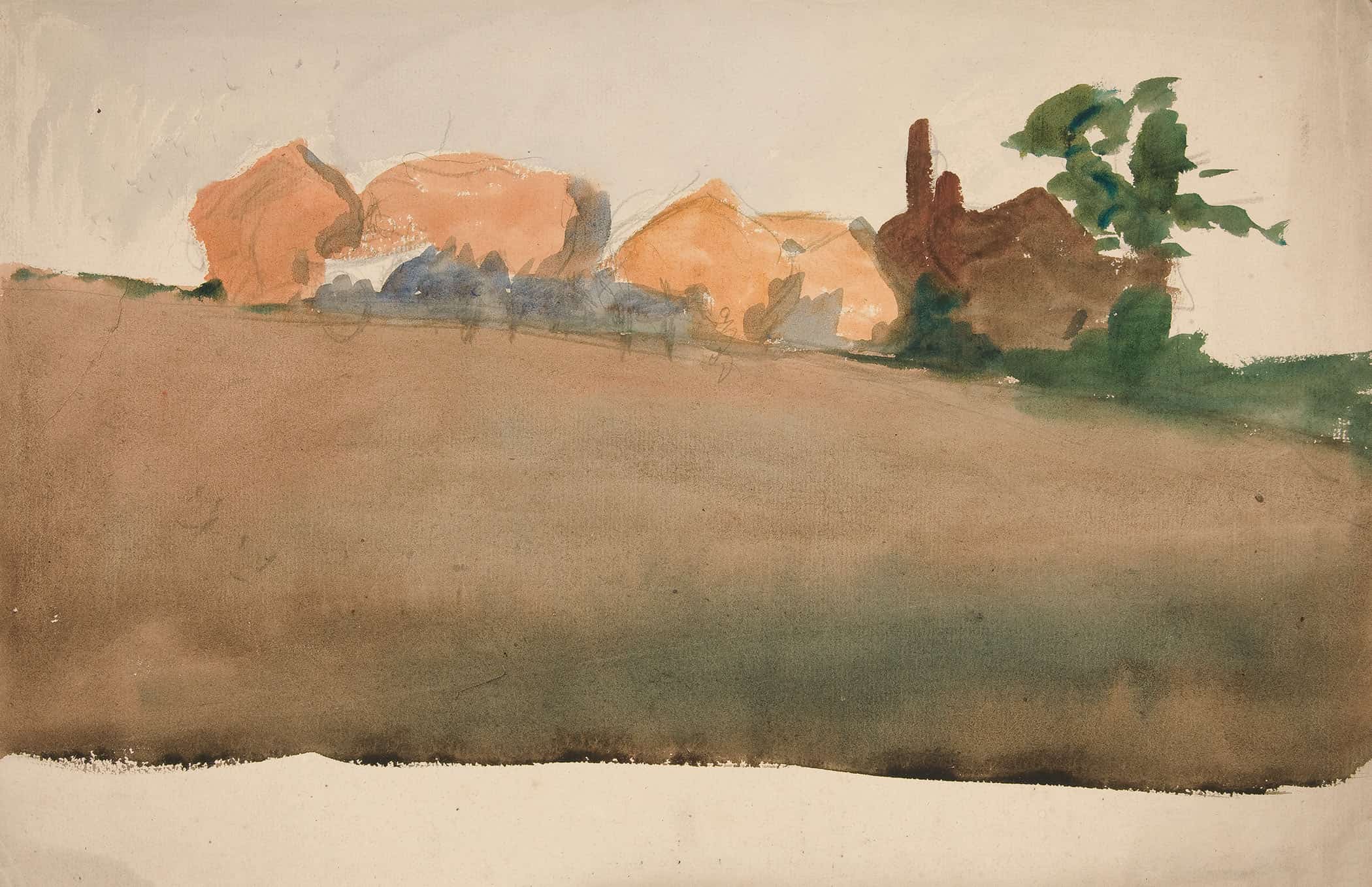 Landscape With Houses In Distance by Edwin Austin Abbey - Image 2