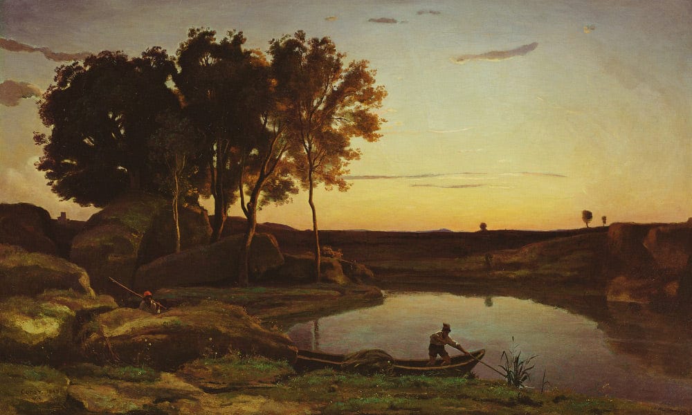 Landscape With Lake And Boatman By Jean Baptiste Camille Corot - Image 7