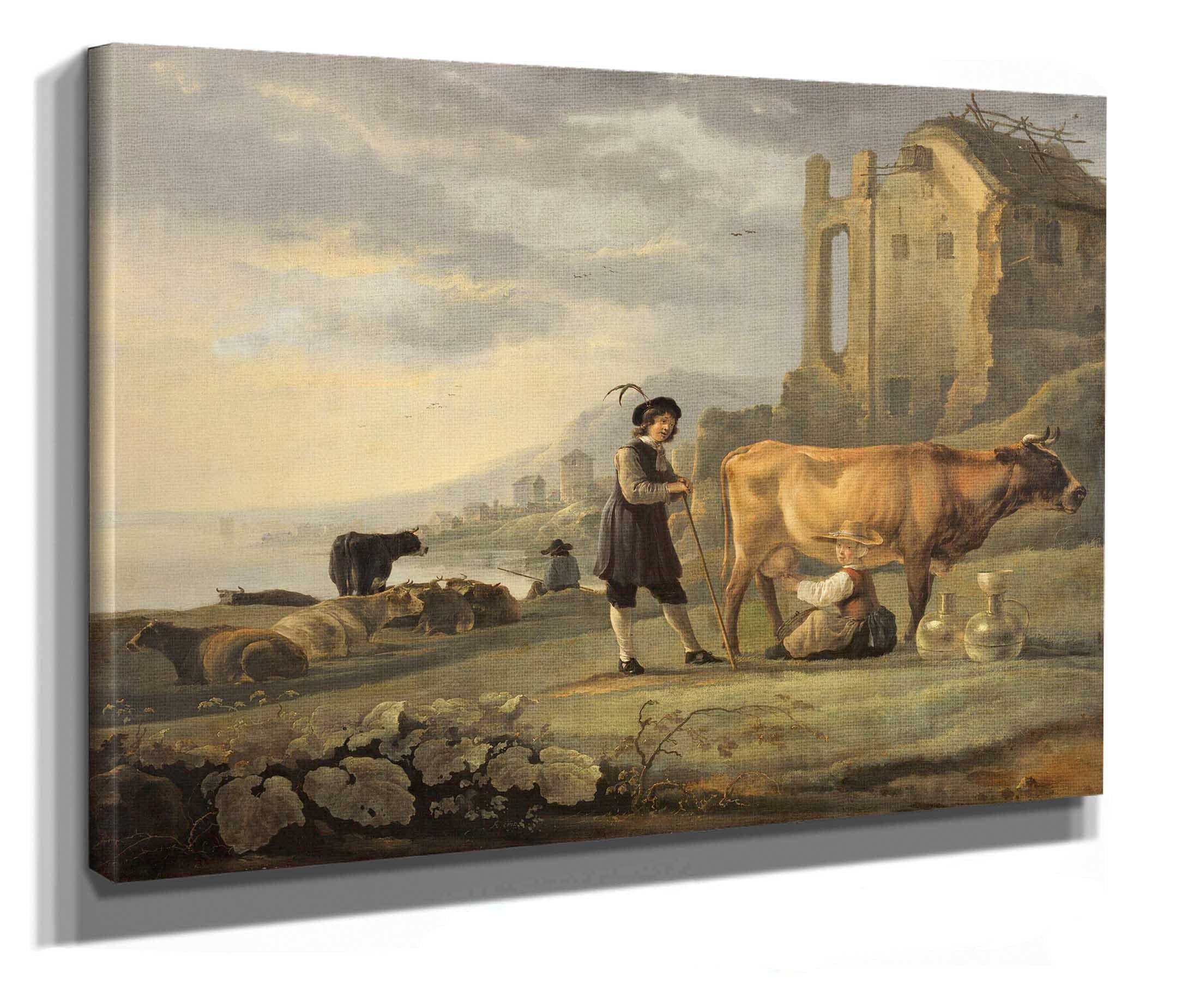 Landscape With Maid Milking A Cow by Aelbert Cuyp - Image 2