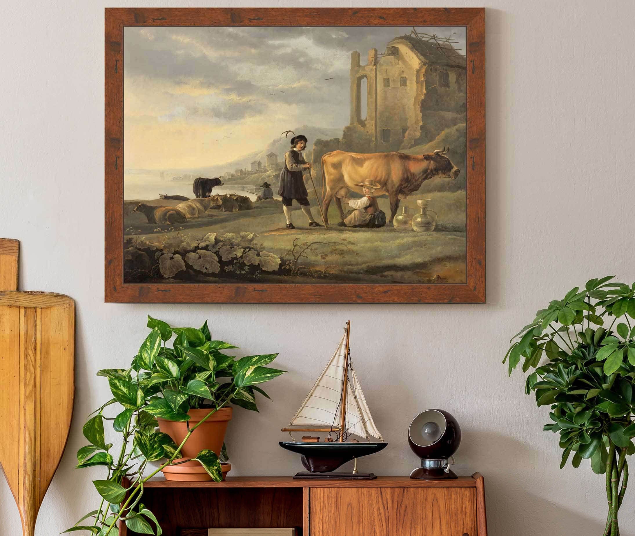 Landscape With Maid Milking A Cow by Aelbert Cuyp - Image 3