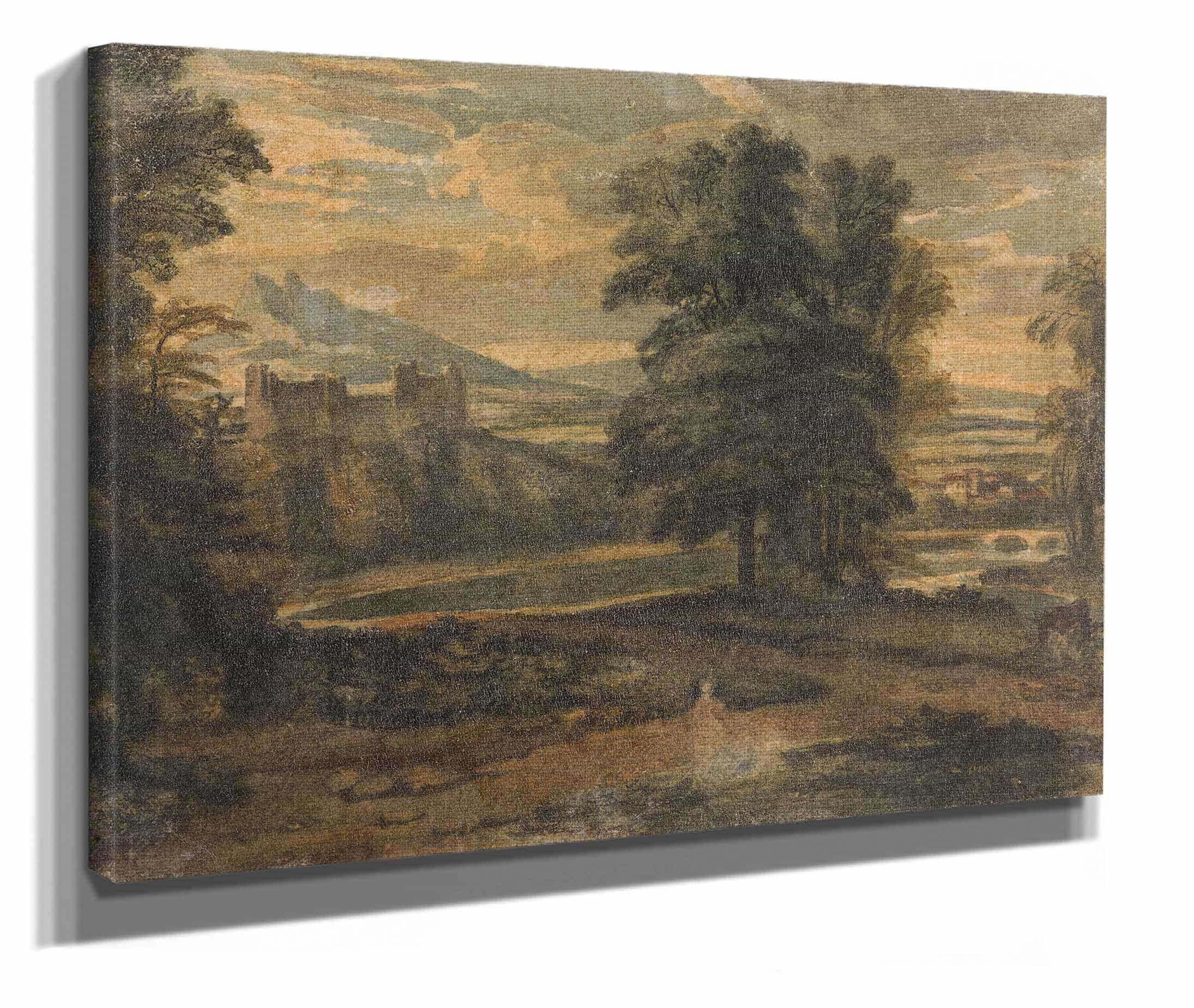 Landscape With Mountains Castle Trees And Lake by Thomas Sully - Image 2