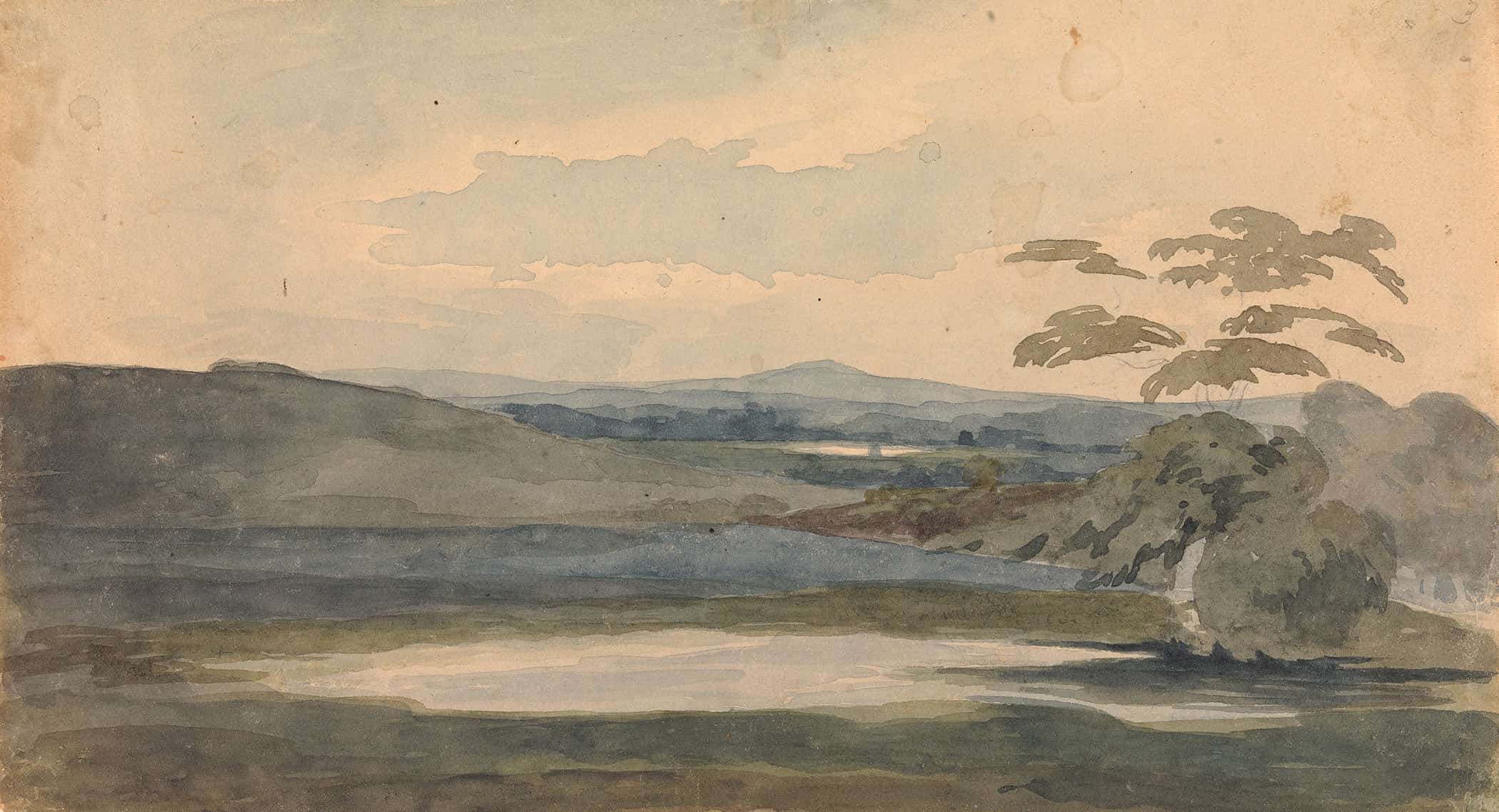 Landscape With Trees And Mountains Lake In Foreground by Thomas Sully - Image 2