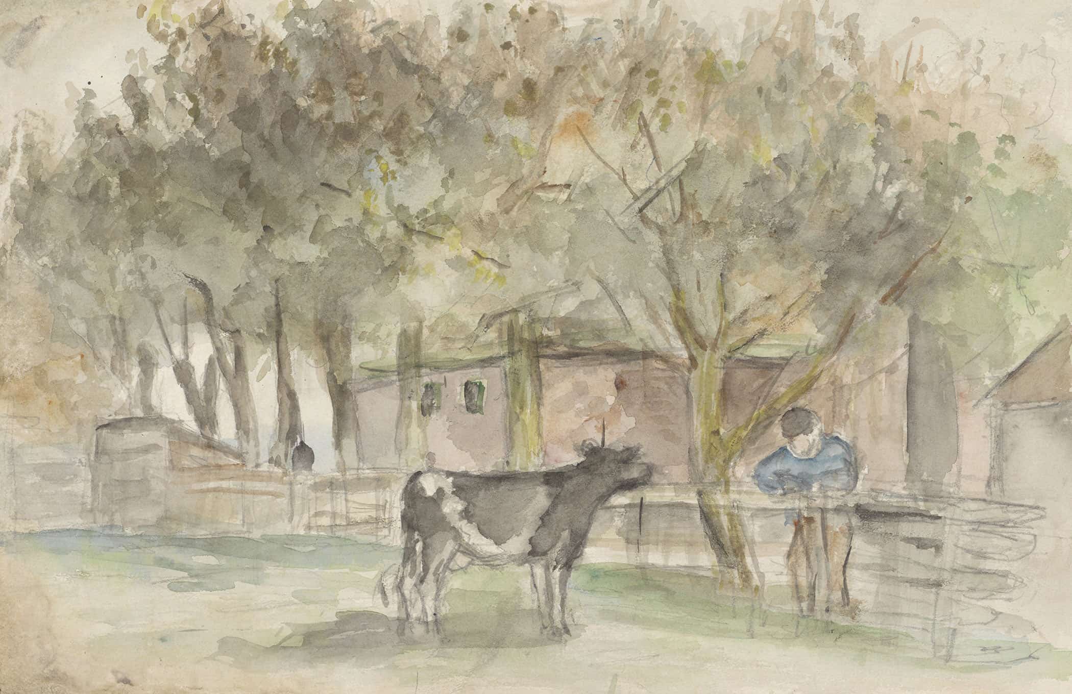 Landschap Met Een Koe En Een Boer  by Jozef Israels - Image 2