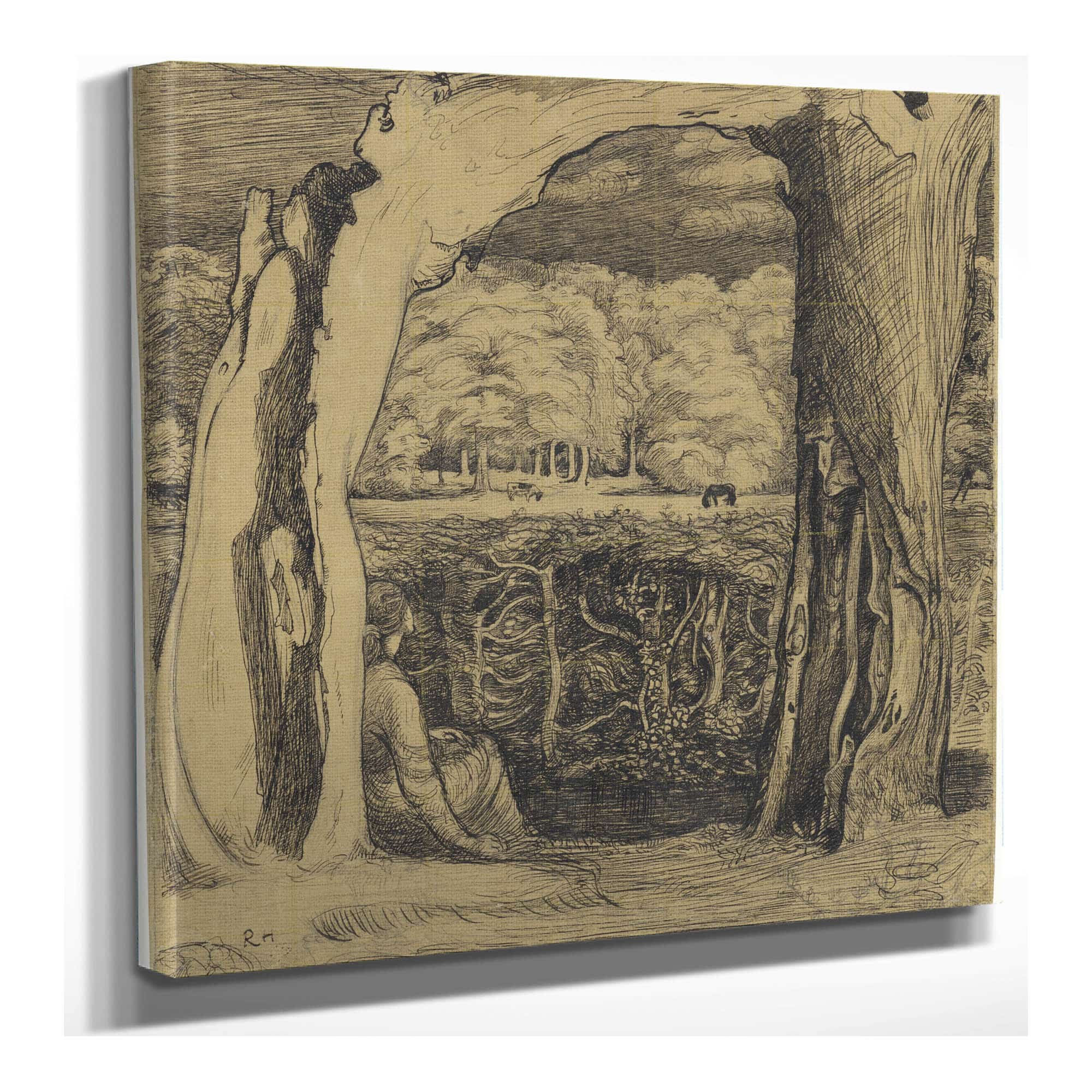 Landschap Met Een Vrouw Zittend Tussen Twee Wilgen by Richard Nicolaus Roland Holst