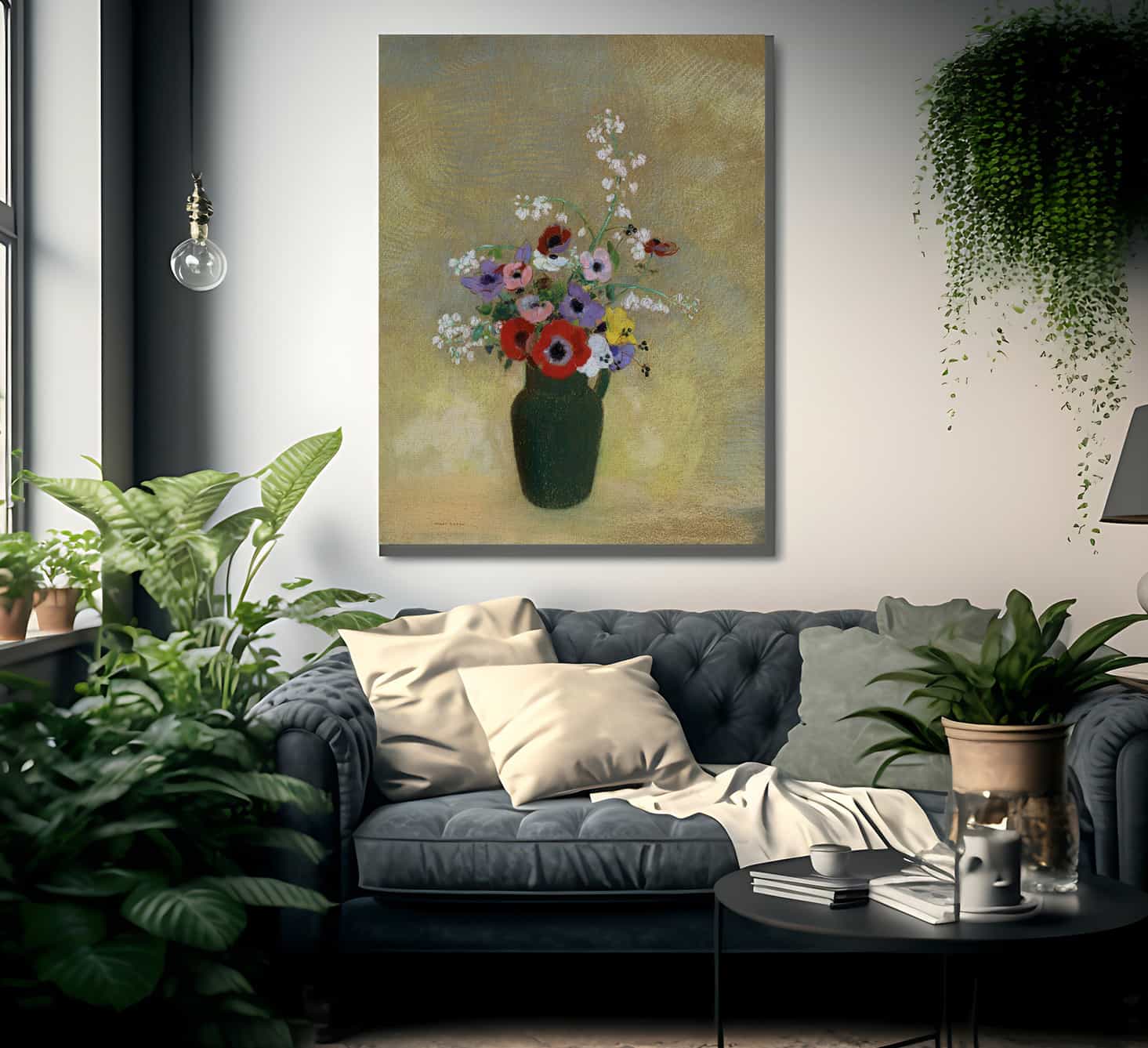 Large Green Vase With Mixed Flowers 1910 1912 Pastel 74 3X62 2Cm Museum Of Fine Arts Boston By Odilon Redon - Image 2