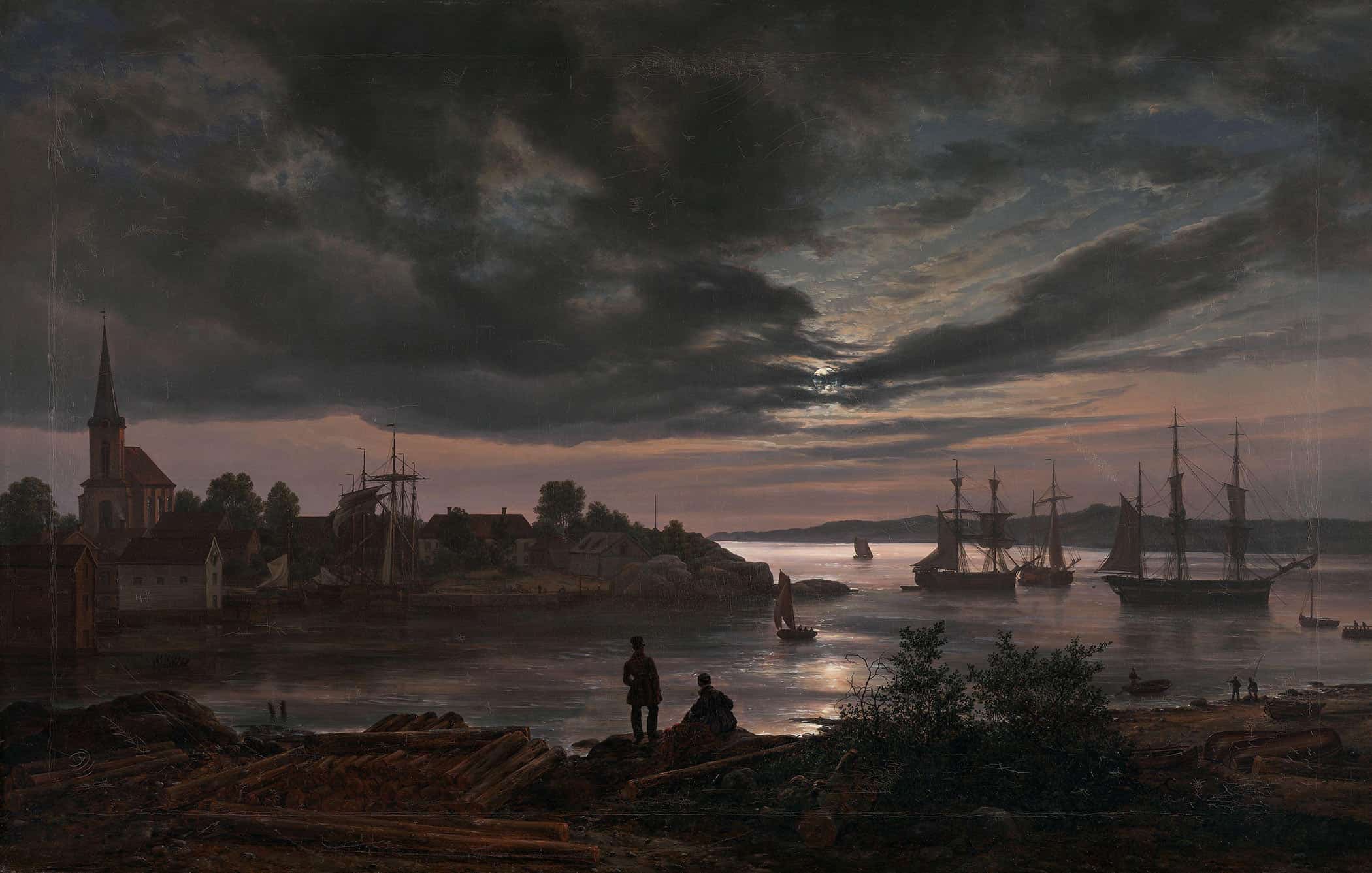 Larvik By Moonlight by Johan Christian Dahl - Image 2
