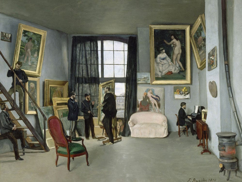 L'atelier De Bazille, 9 Rue De La Condamine A Paris Astruc Ou Monet, Manet, Bazille, Edmond Maitre Au Piano By Frederic Bazille - Image 5