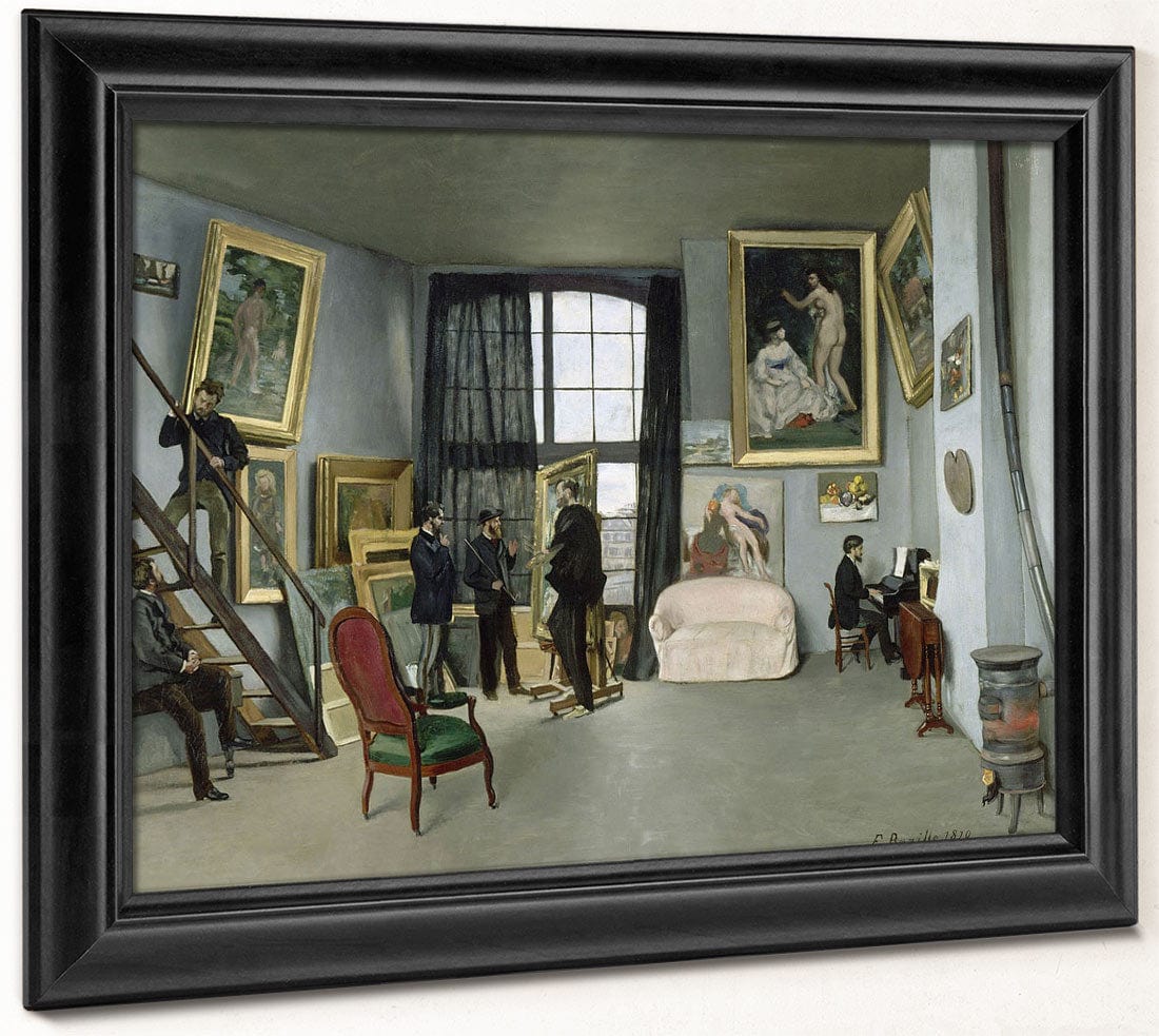 L'atelier De Bazille, 9 Rue De La Condamine A Paris Astruc Ou Monet, Manet, Bazille, Edmond Maitre Au Piano By Frederic Bazille - Image 6