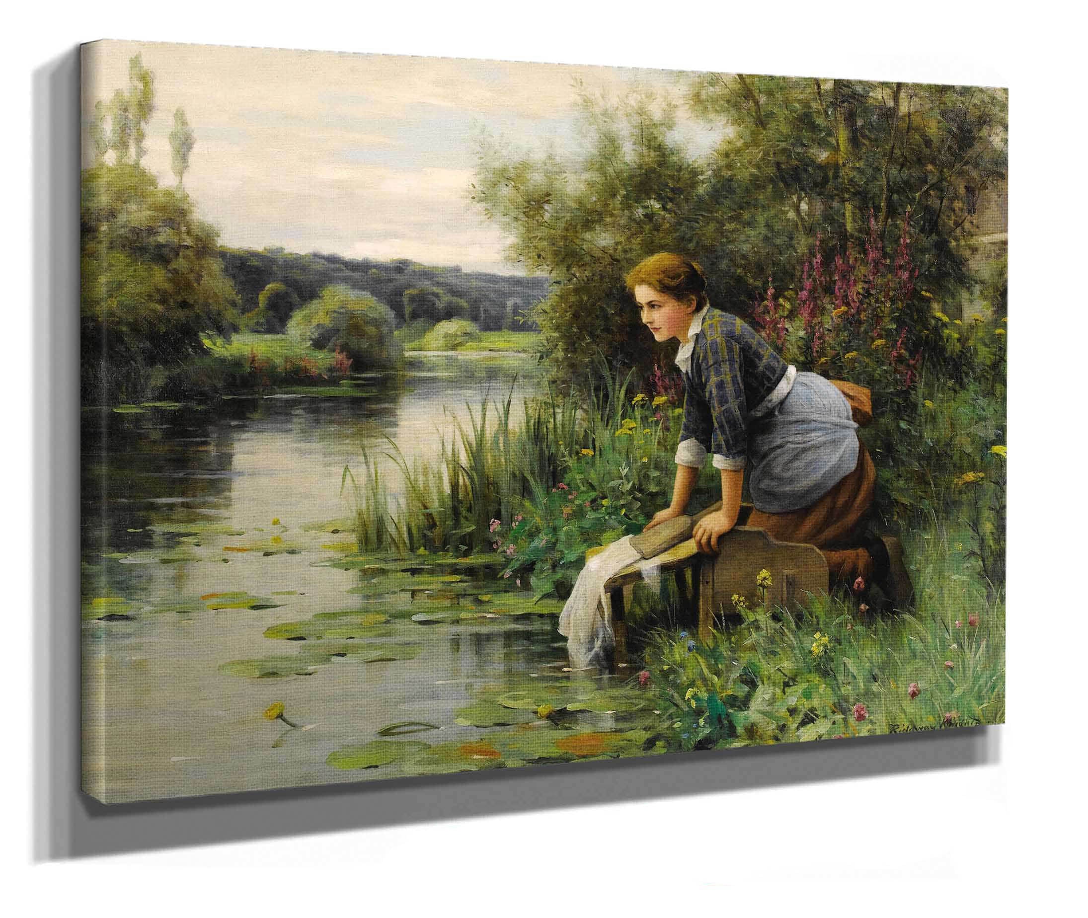Laundress By The Waters Edge by Daniel Ridgway Knight - Image 2