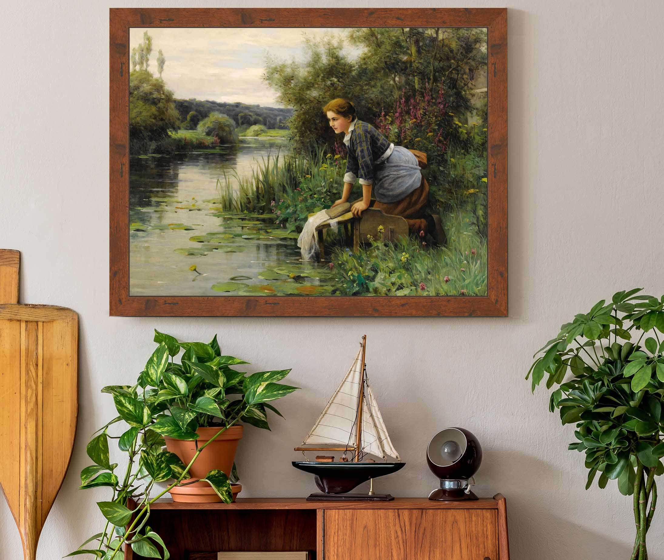 Laundress By The Waters Edge by Daniel Ridgway Knight - Image 3