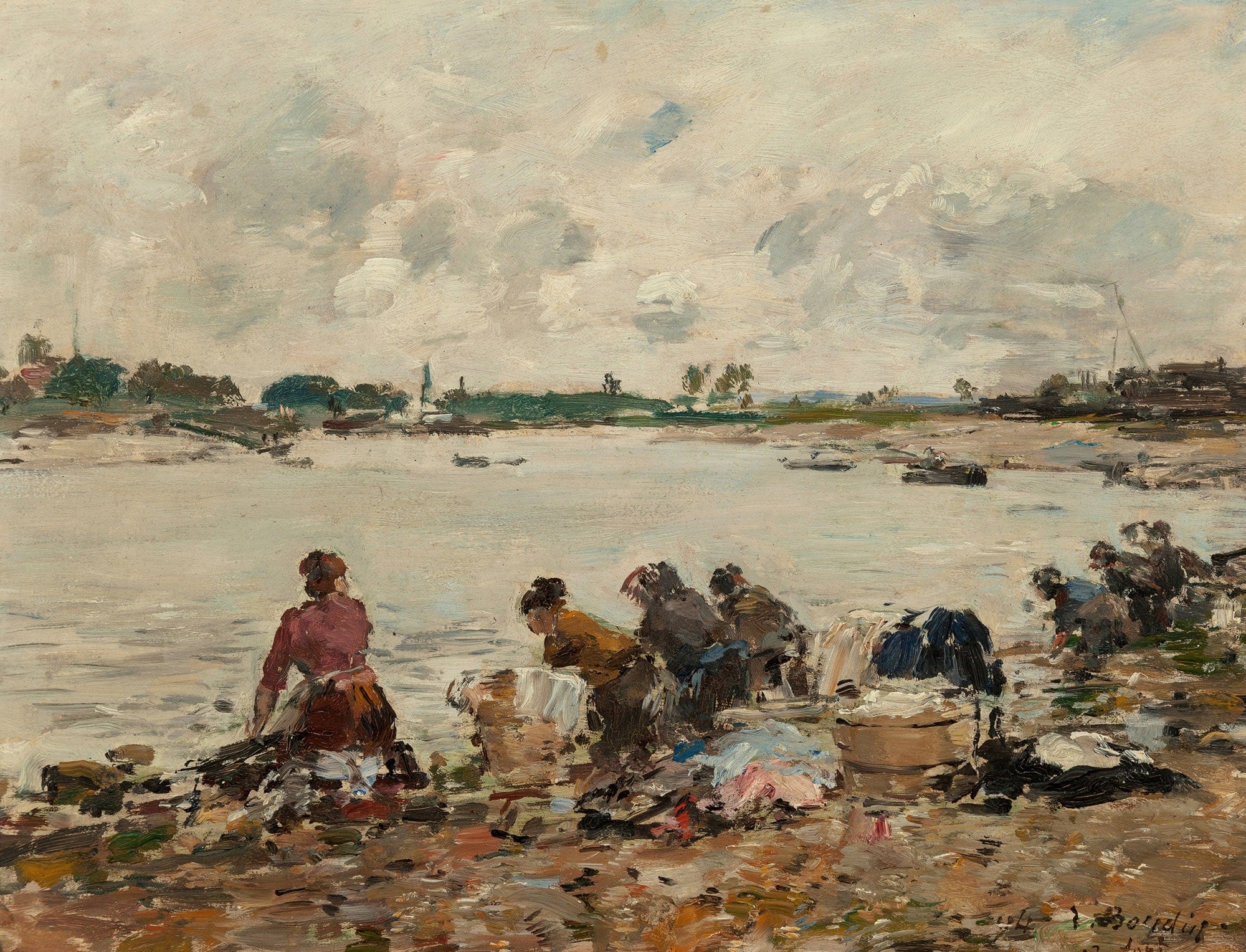 Laveuses Au Bord De La Touques by Eugene Boudin - Image 3