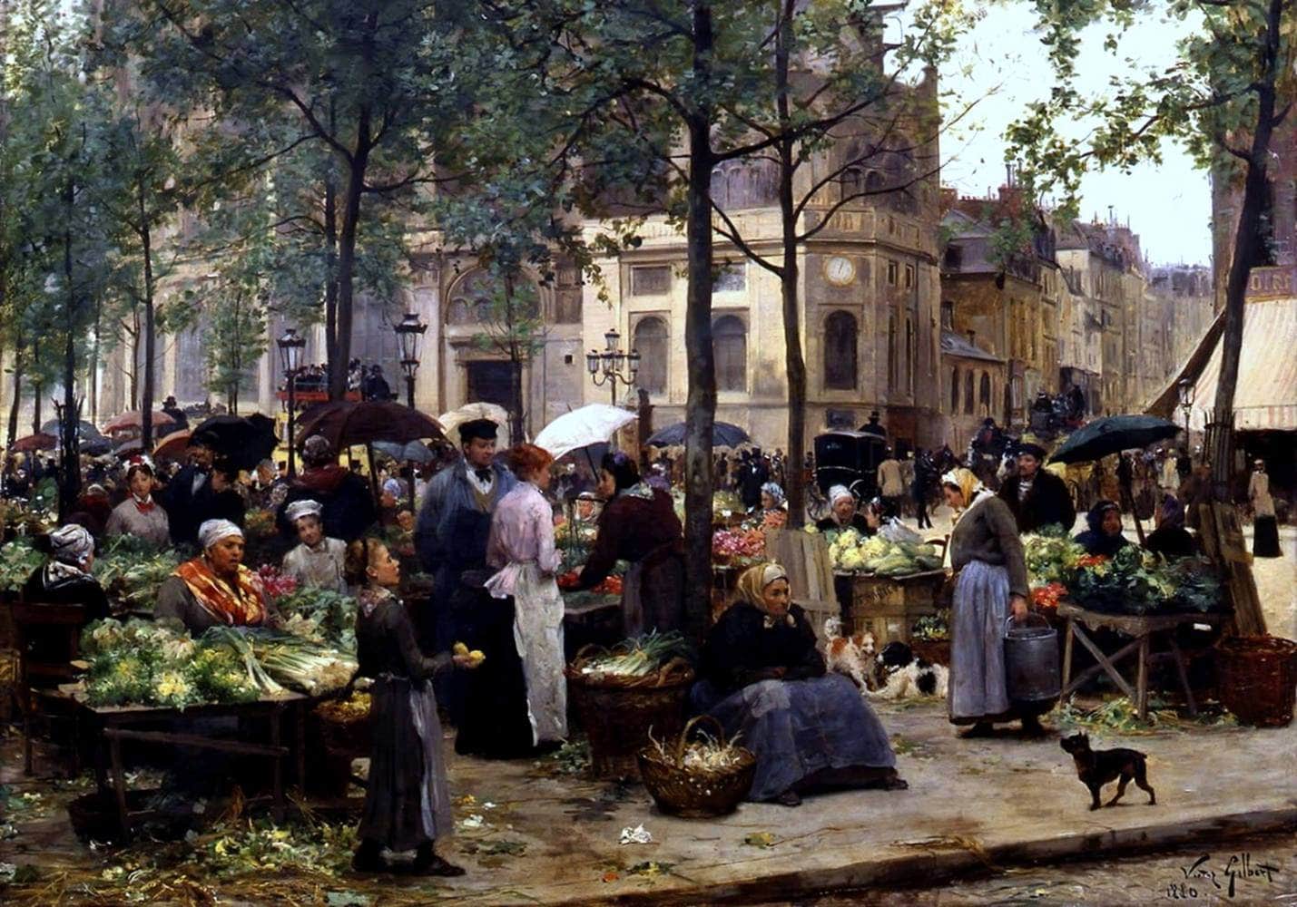 Le Carreau Des Halles Painting Victor Gabriel Gilbert Canvas Art - Image 5