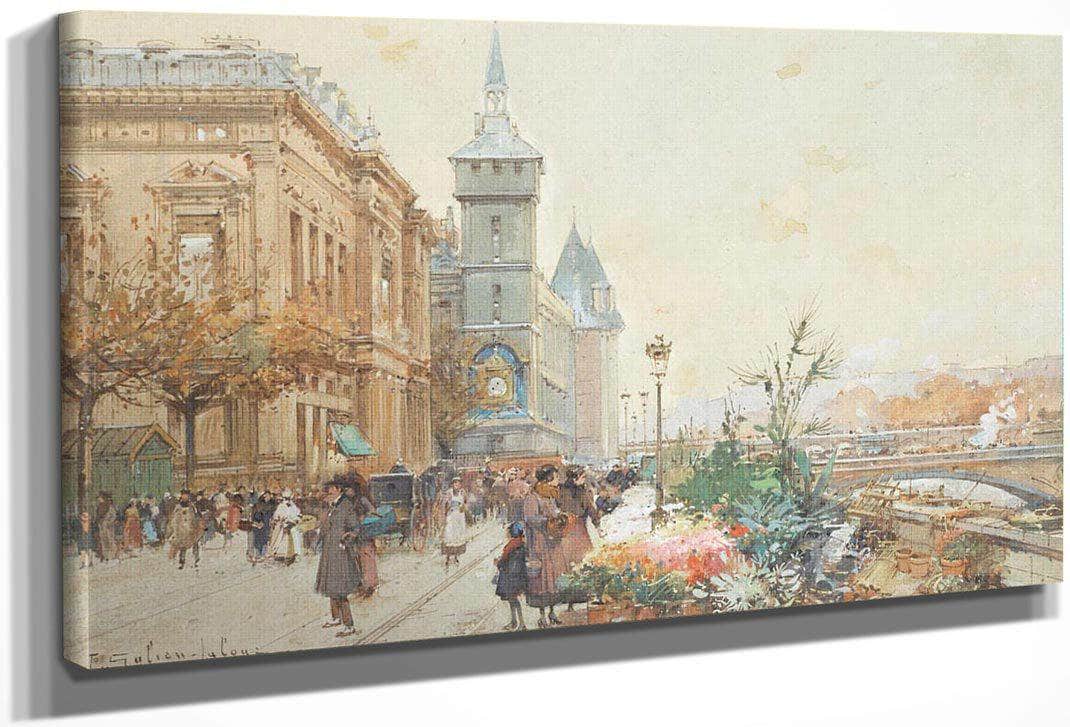 Le Marche Aux Fleurs By Eugene Galien Laloue