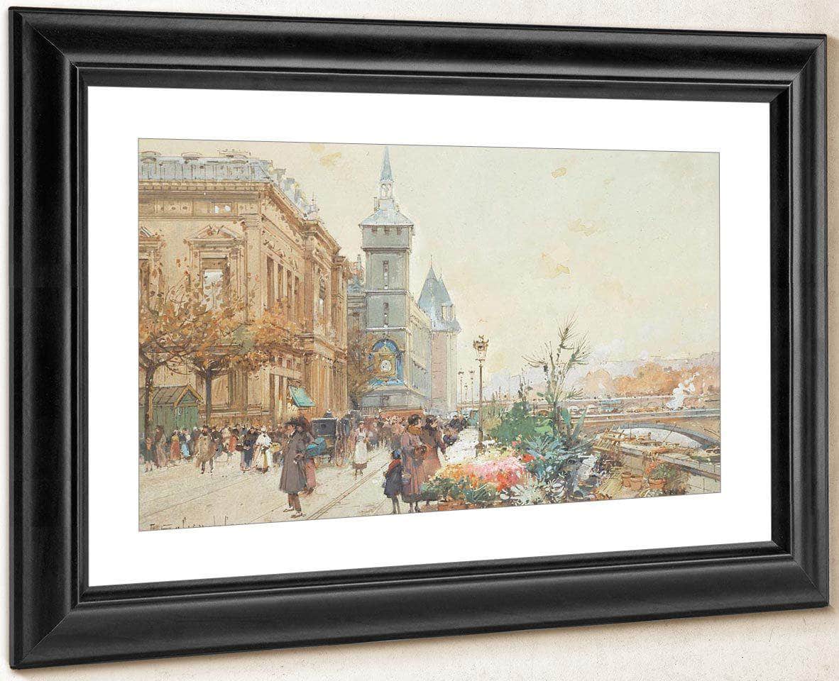 Le Marche Aux Fleurs By Eugene Galien Laloue - Image 4