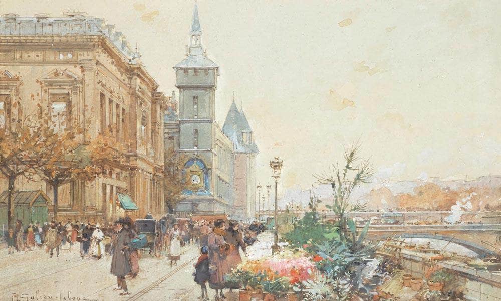 Le Marche Aux Fleurs By Eugene Galien Laloue - Image 7