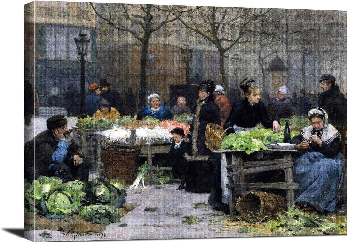 Le Marche Aux Legumes, Paris Painting Victor Gilbert Canvas Art - Image 3