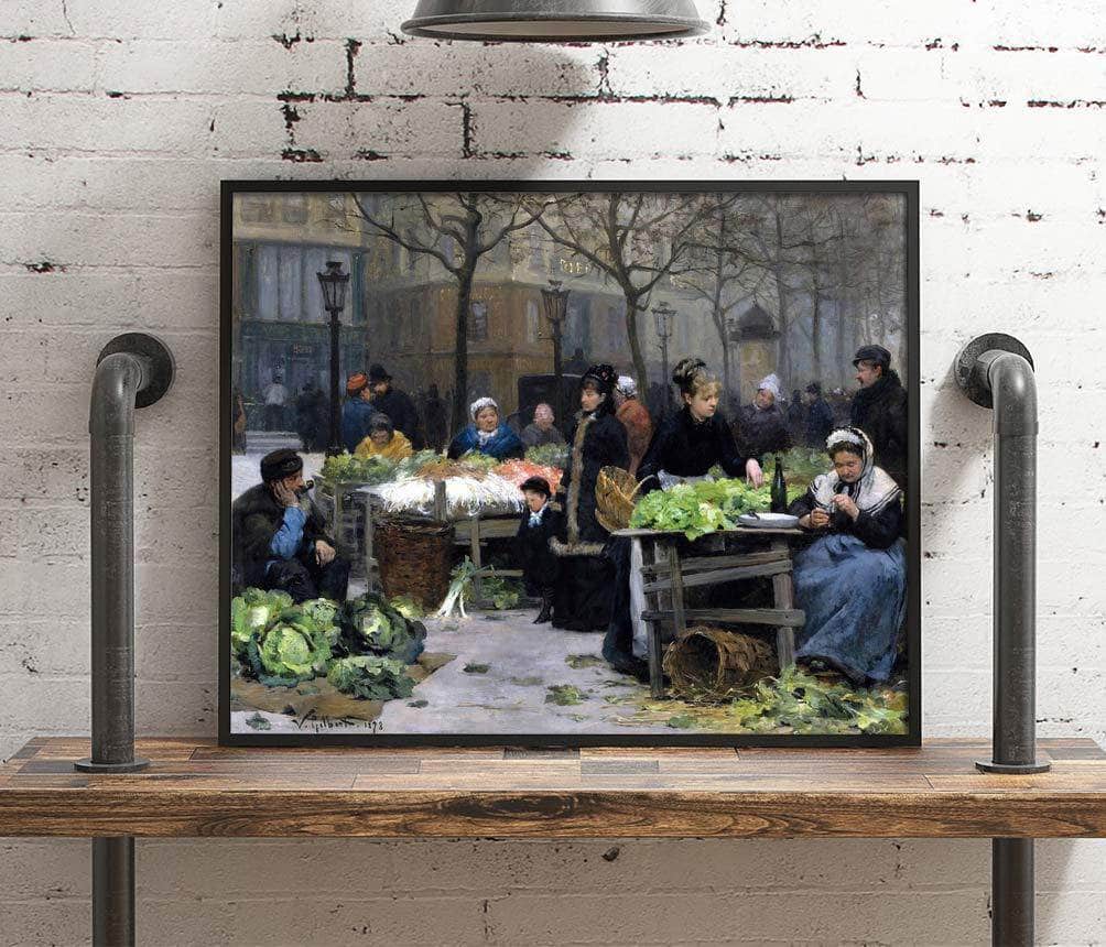 Le Marche Aux Legumes, Paris Painting Victor Gilbert Canvas Art - Image 4
