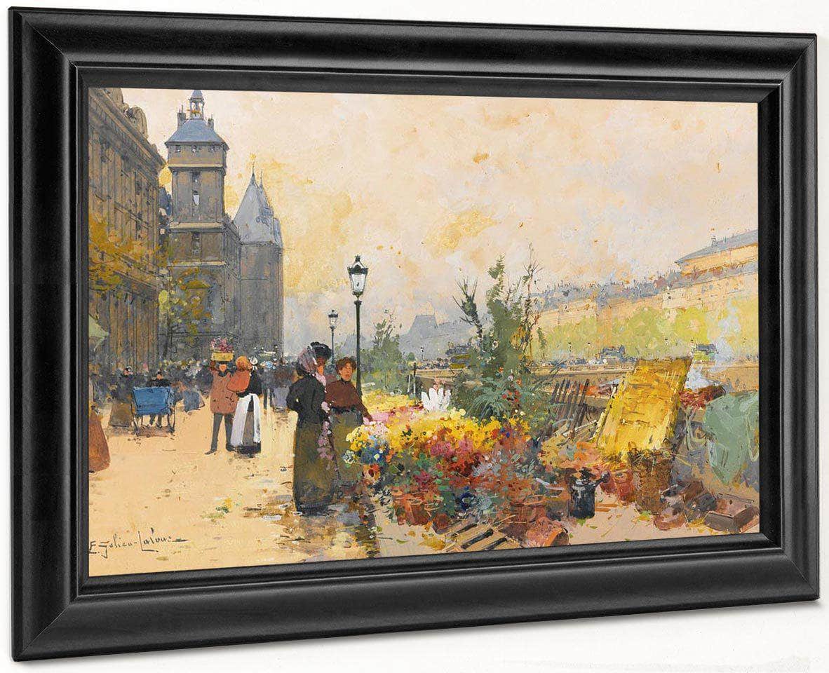 Le Marche Des Fleurs À La Cite By Eugene Galien Laloue - Image 6