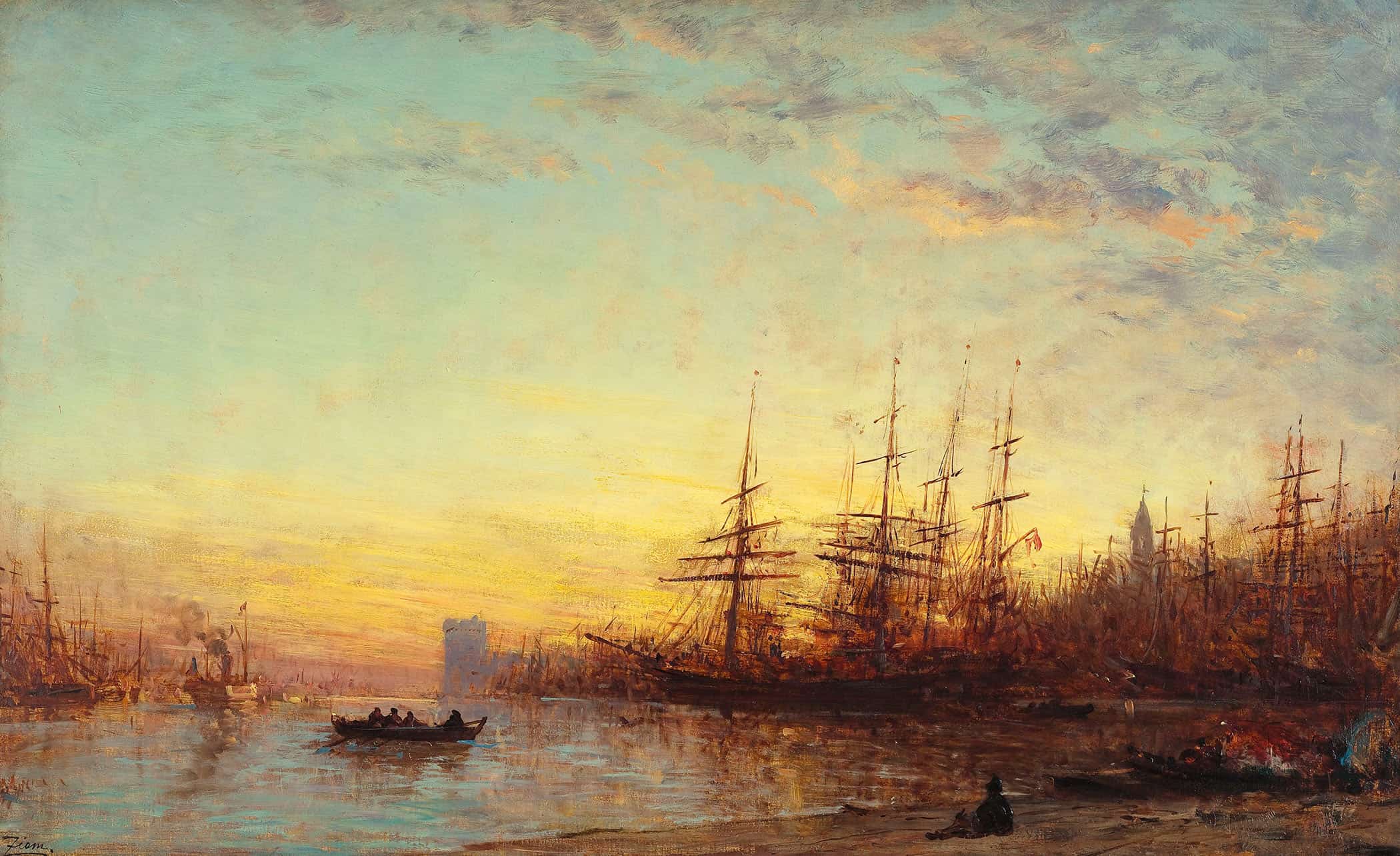 Le Port De Marseille Au Coucher Du Soleil by Felix Ziem - Image 2