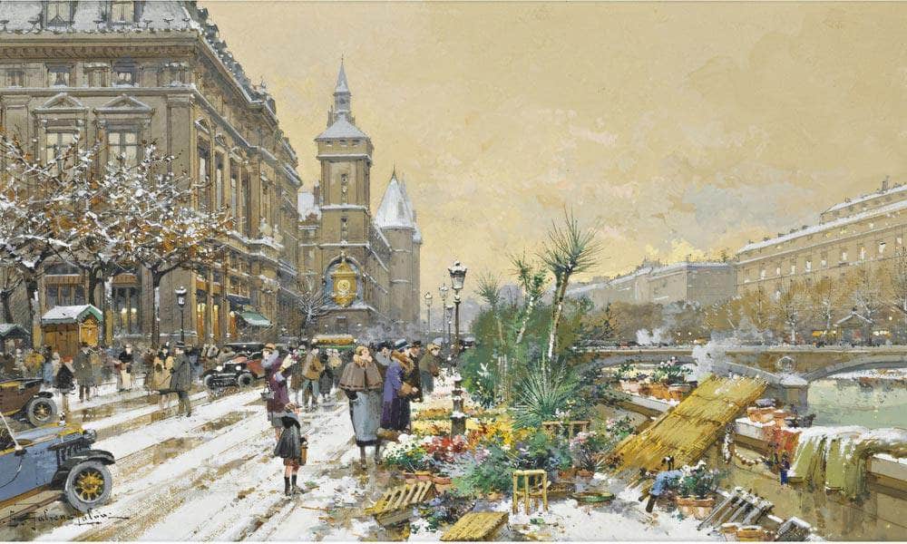 Le Quai Aux Fleurs Et La Conciergerie By Eugene Galien Laloue - Image 7