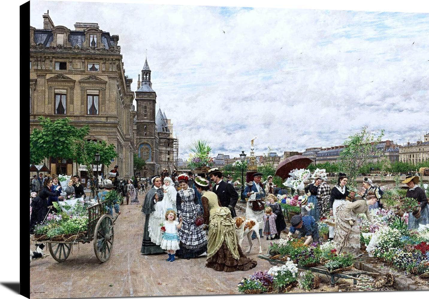 Le Quai Aux Fleurs Marie Francois Firmin Girard Canvas Art - Image 2