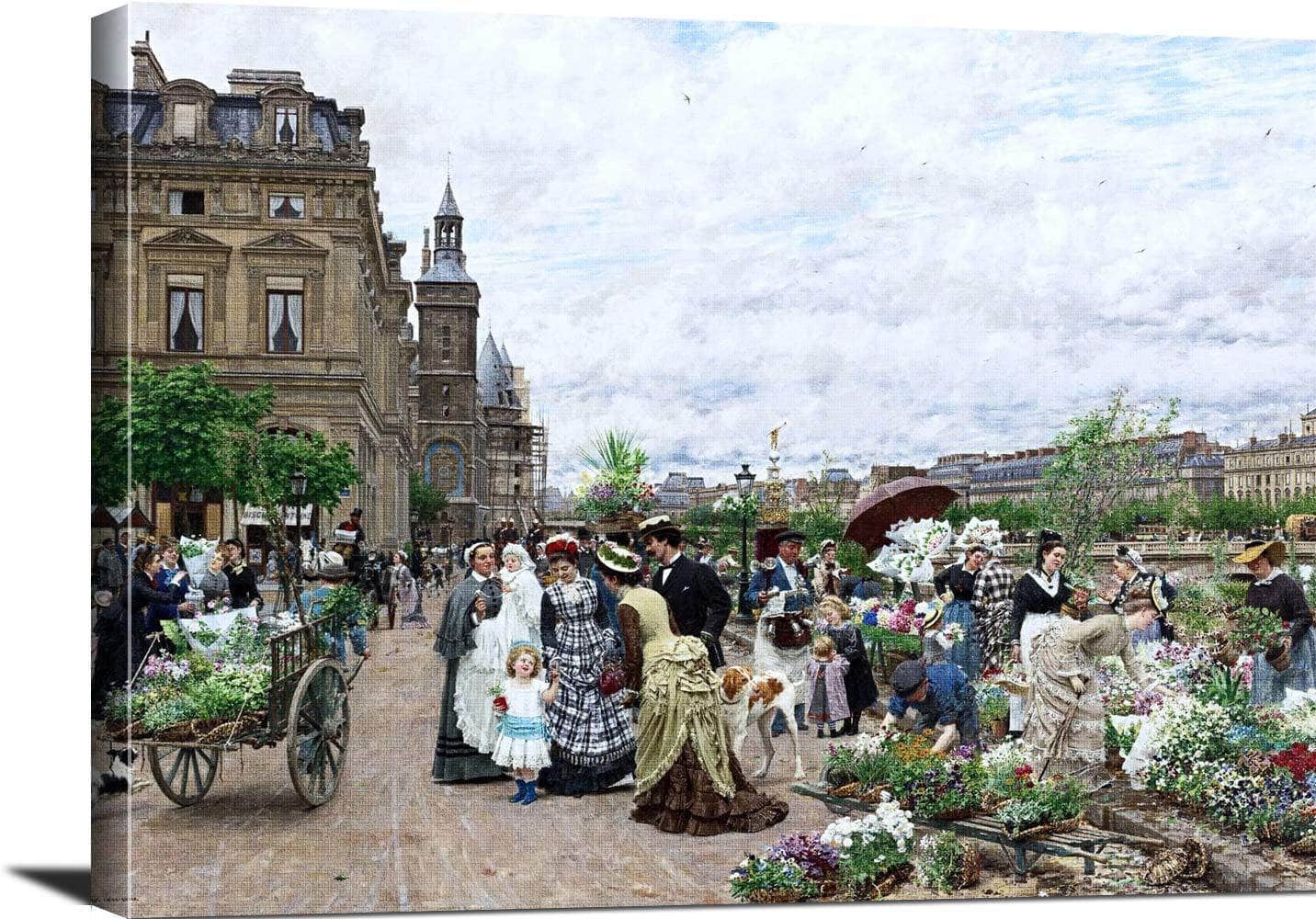 Le Quai Aux Fleurs Marie Francois Firmin Girard Canvas Art - Image 3
