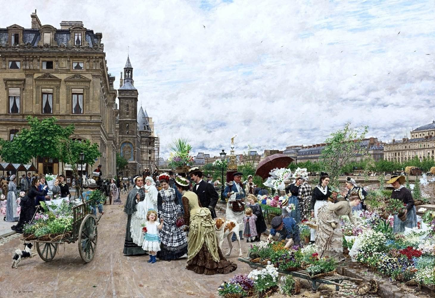 Le Quai Aux Fleurs Marie Francois Firmin Girard Canvas Art - Image 5