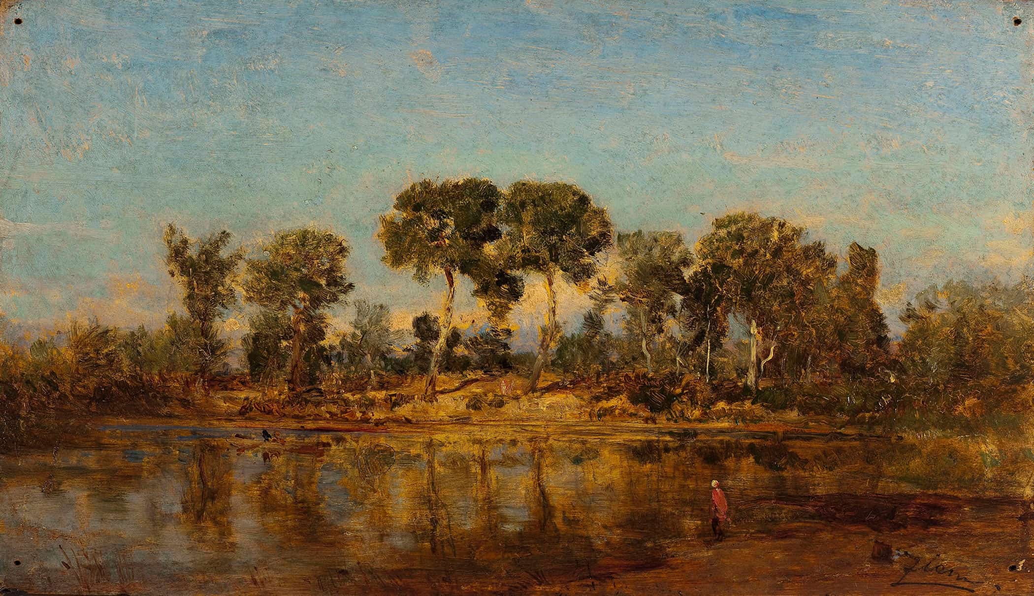 Le Rhone Entre Arles Et Avignon by Felix Ziem - Image 2