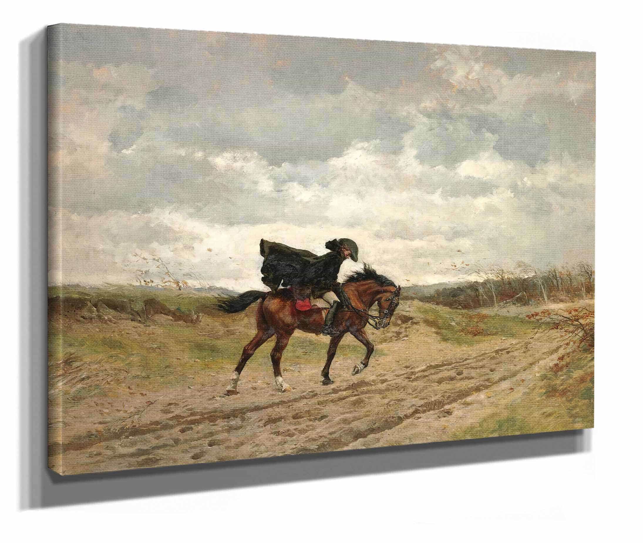 Le Voyageur Le Marechal Ney A Cheval Luttant Contre Le Vent by Ernest Meissonier