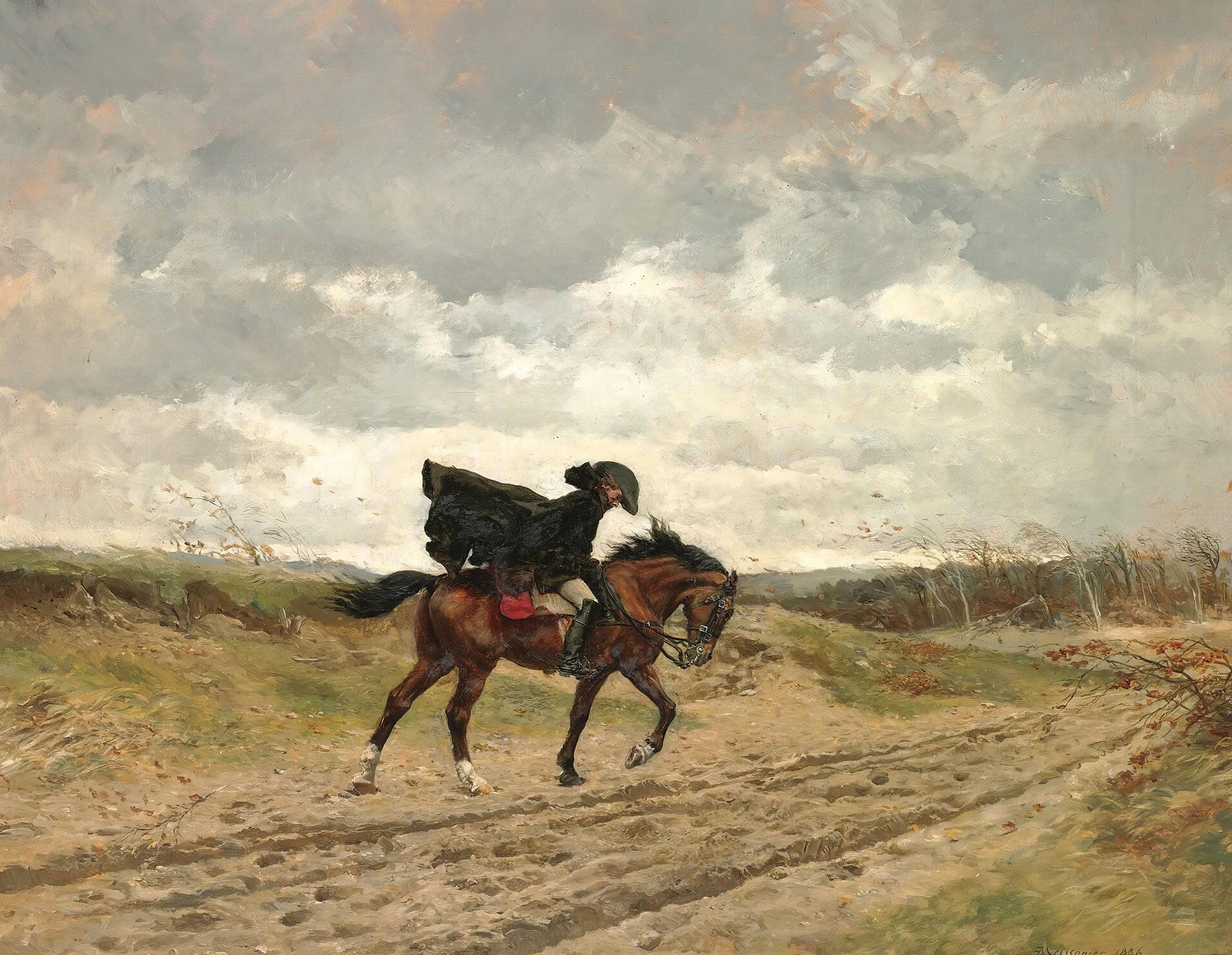 Le Voyageur Le Marechal Ney A Cheval Luttant Contre Le Vent by Ernest Meissonier - Image 2