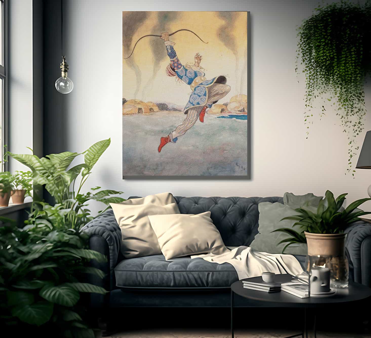 Leaping Warrior Arabian Nights Book Illustration By Rene Bull - Image 2