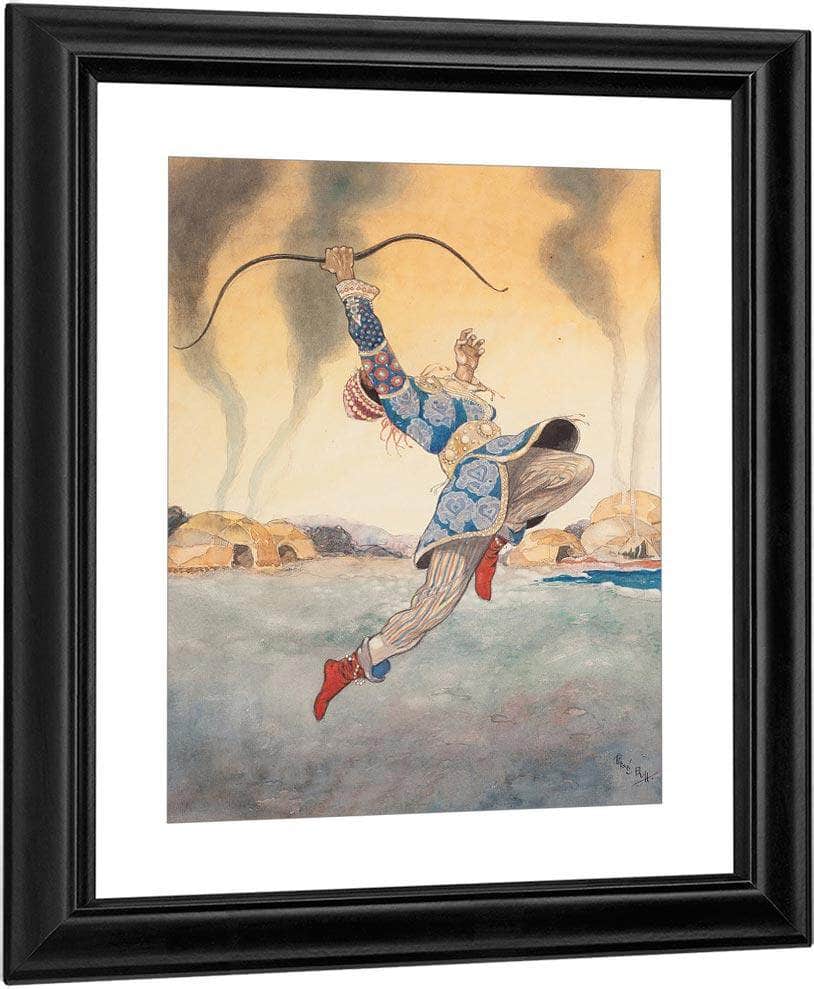Leaping Warrior Arabian Nights Book Illustration By Rene Bull - Image 3