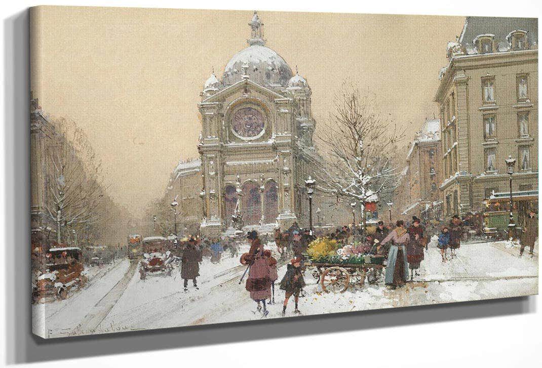Leglise Saint Augustin By Eugene Galien Laloue