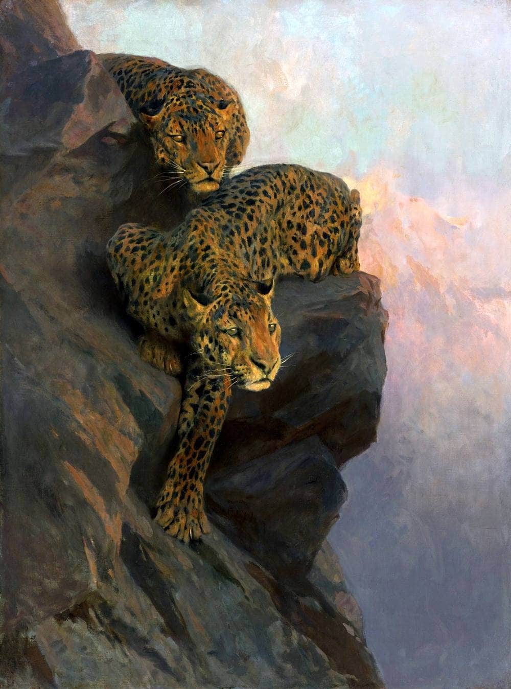 Leopards On The Lookout Painting Arthur Wardle Canvas Art - Image 5