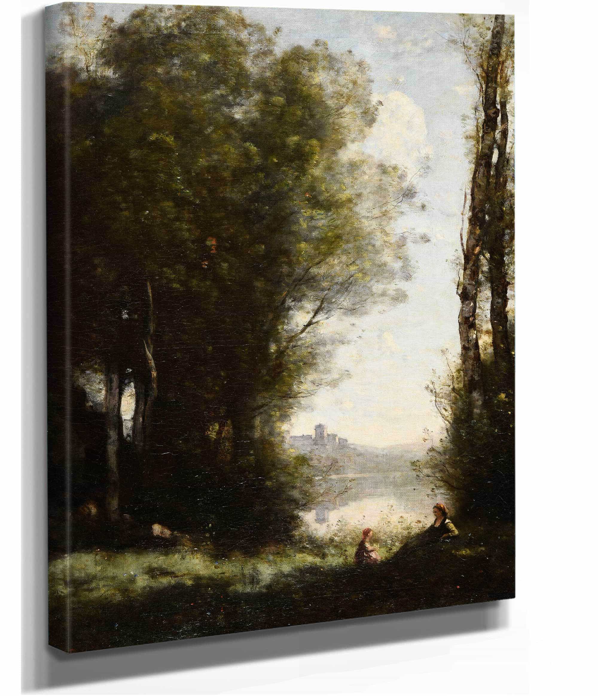 Les Deux Soeurs Sous Les Arbres Au Bord Du Lac by Jean Baptiste Camille Corot - Image 2