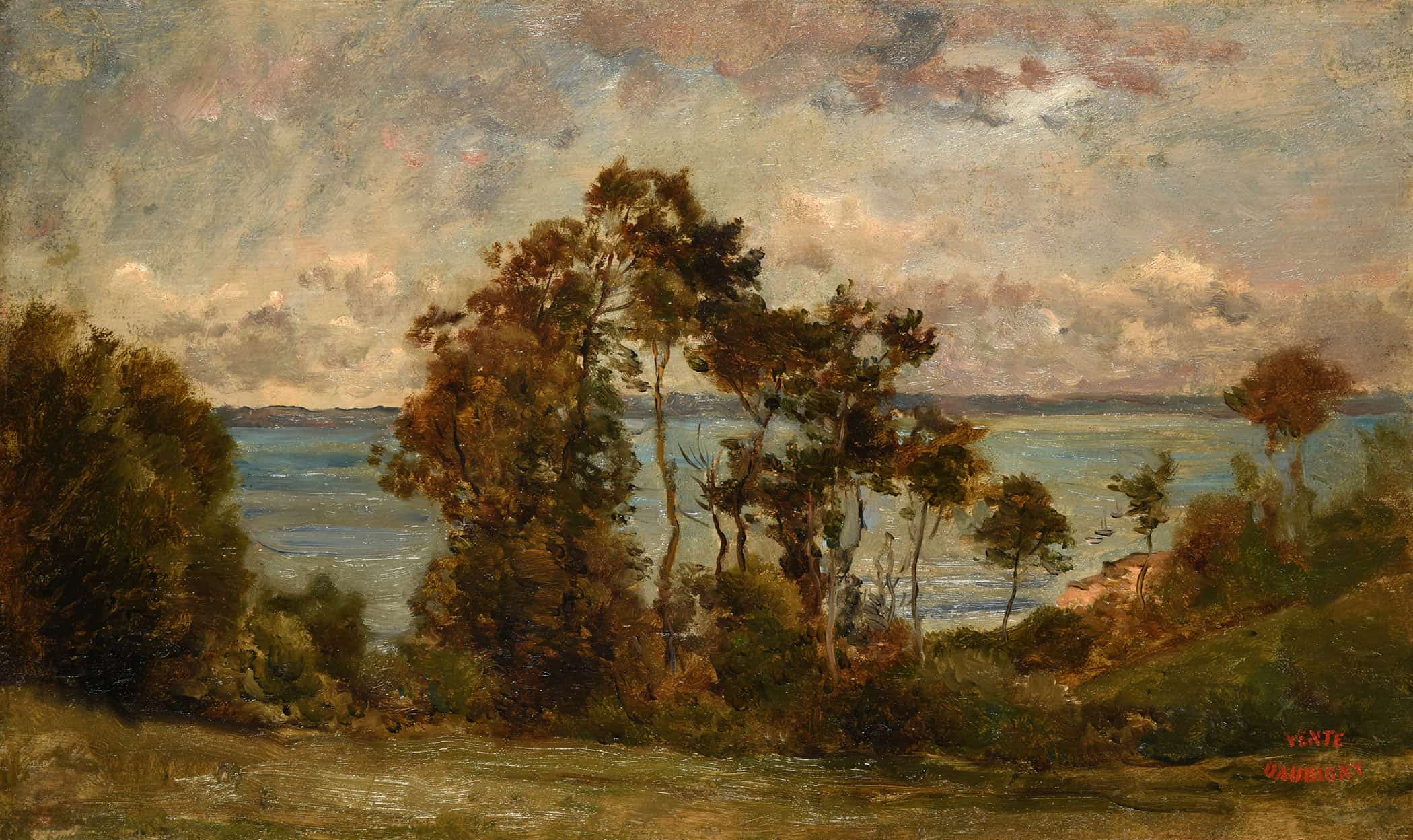Les Hauts De Villerville Titre Inscrit A Linventaire Paysage by Charles Francois Daubigny - Image 2