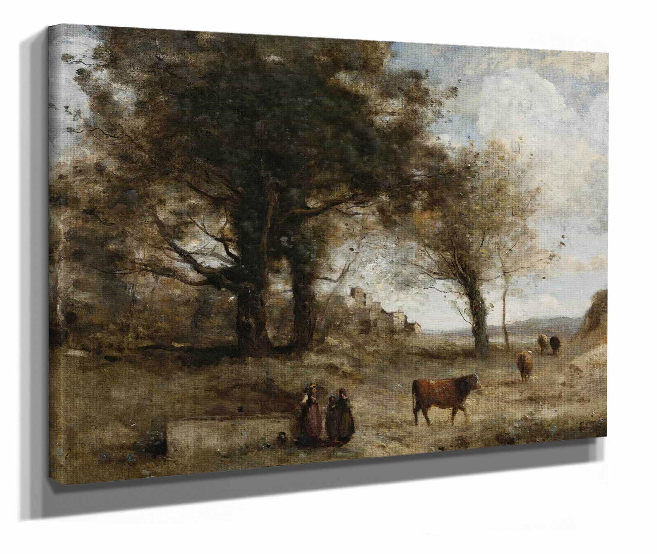 Les Vacheres A La Fontaine by Jean Baptiste Camille Corot - Image 2