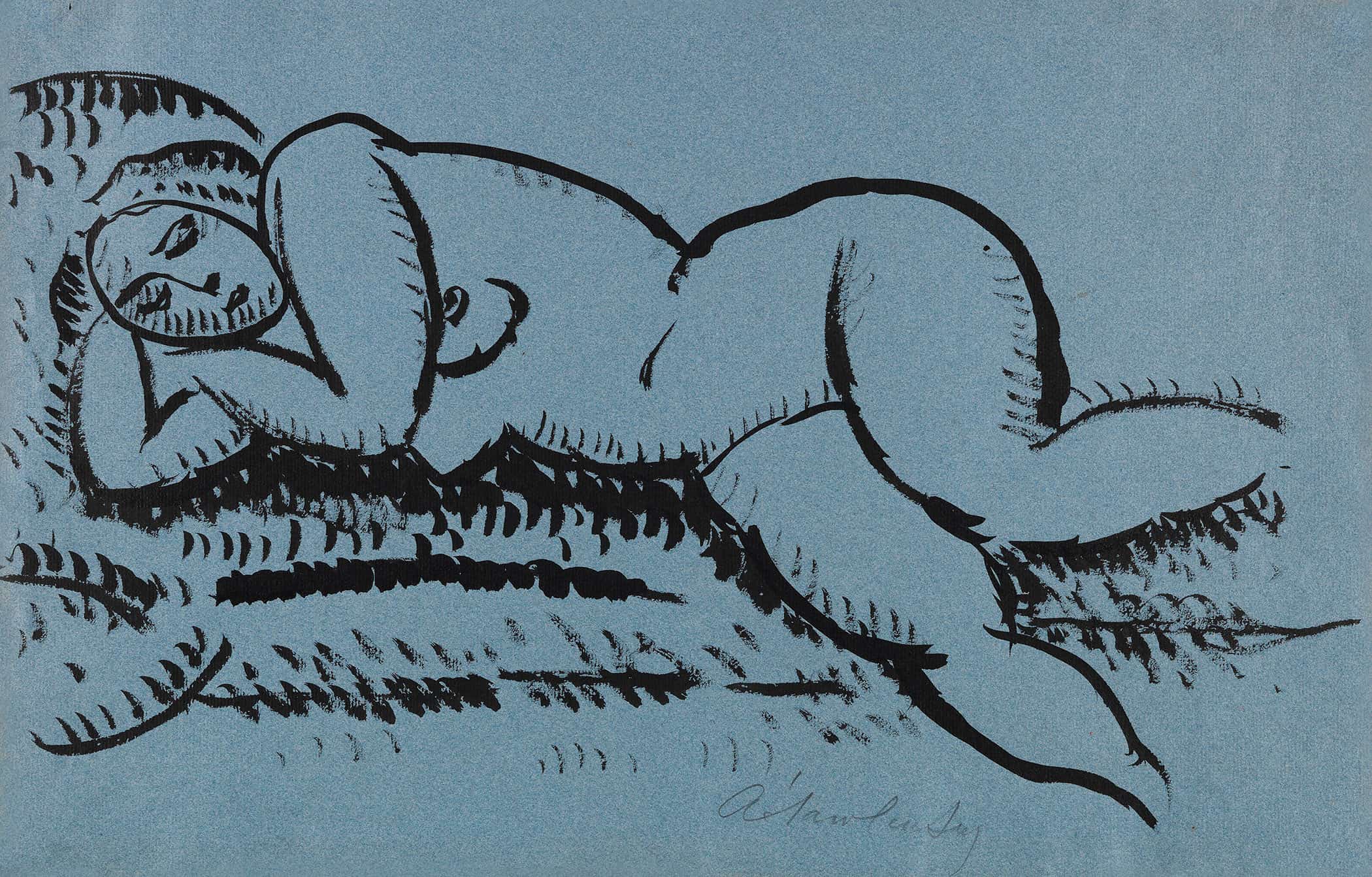 Liegender Weiblicher Akt Mit Geschlossenen Augen By Alexej Von Jawlensky - Image 2