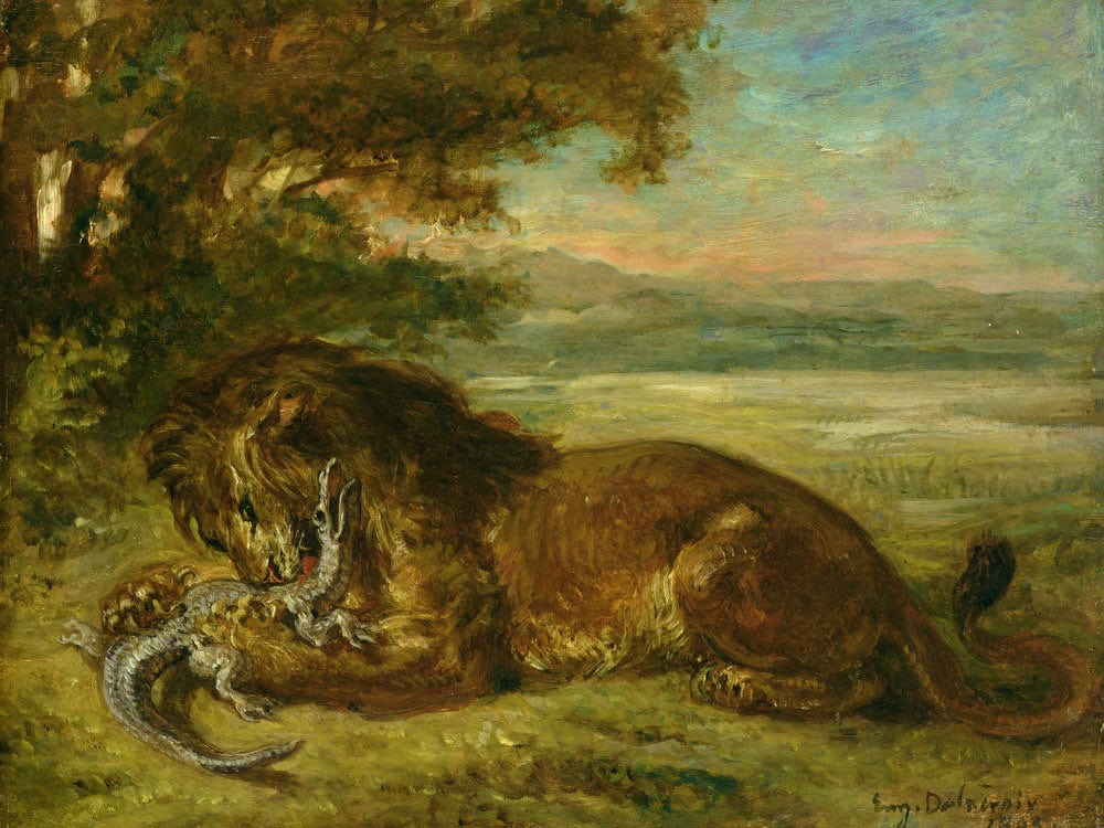 Lion And Alligator By Ferdinand Victor Eugene Delacroix - Image 7