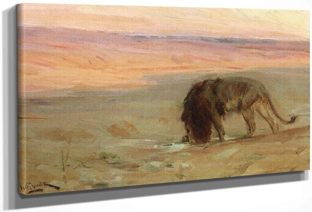 Lion Drinking By Henry Ossawa Tanner