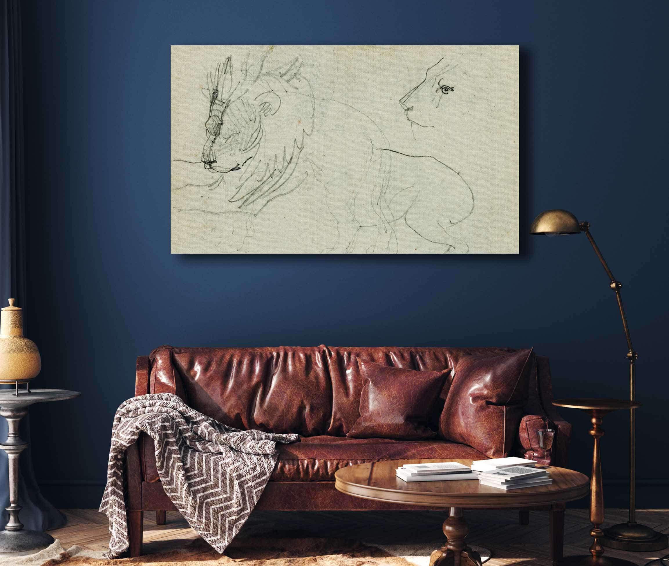 Lion Studies by Theodore Gericault - Image 5