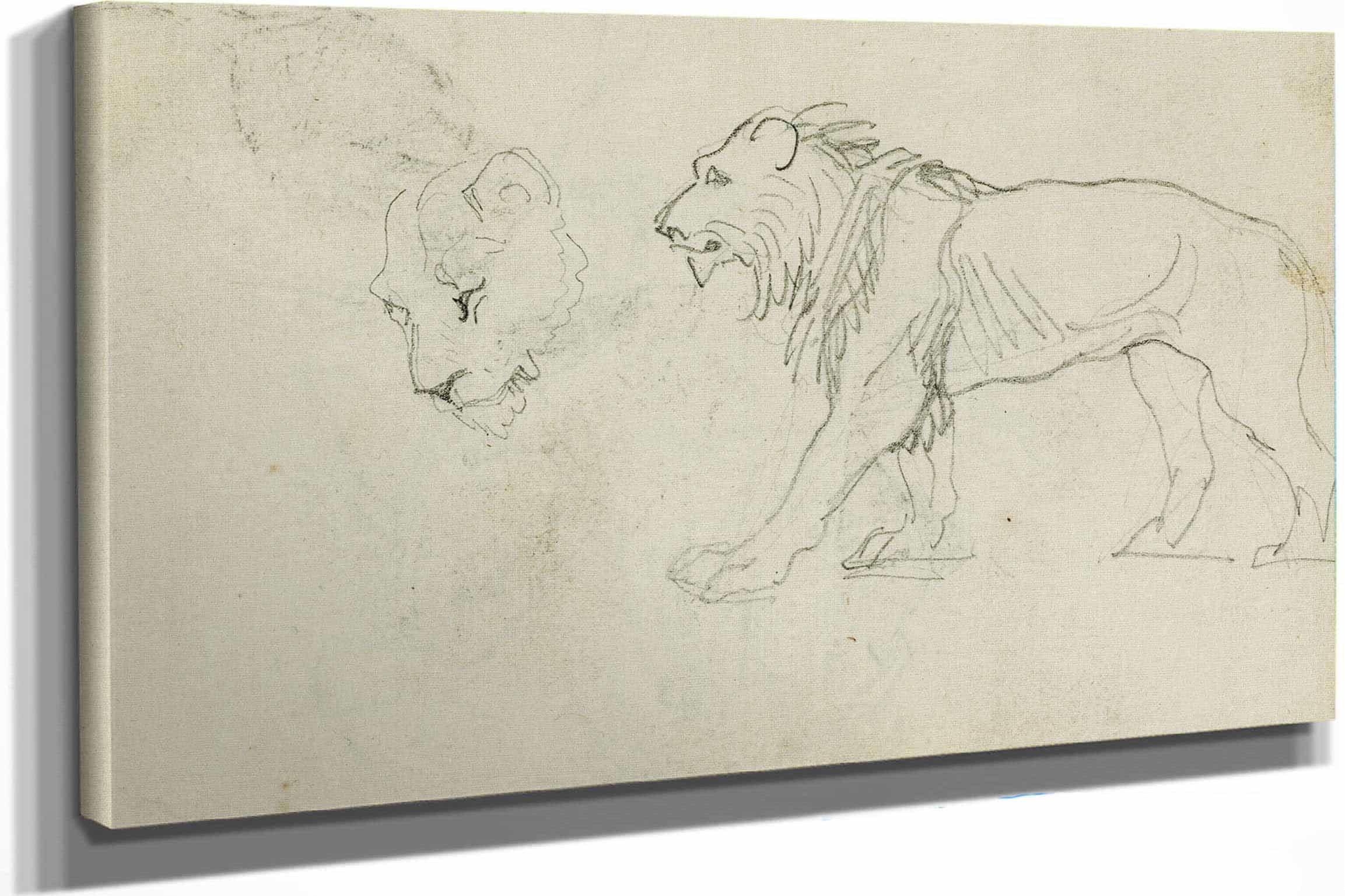 Lion Walking Head Of A Lioness by Theodore Gericault