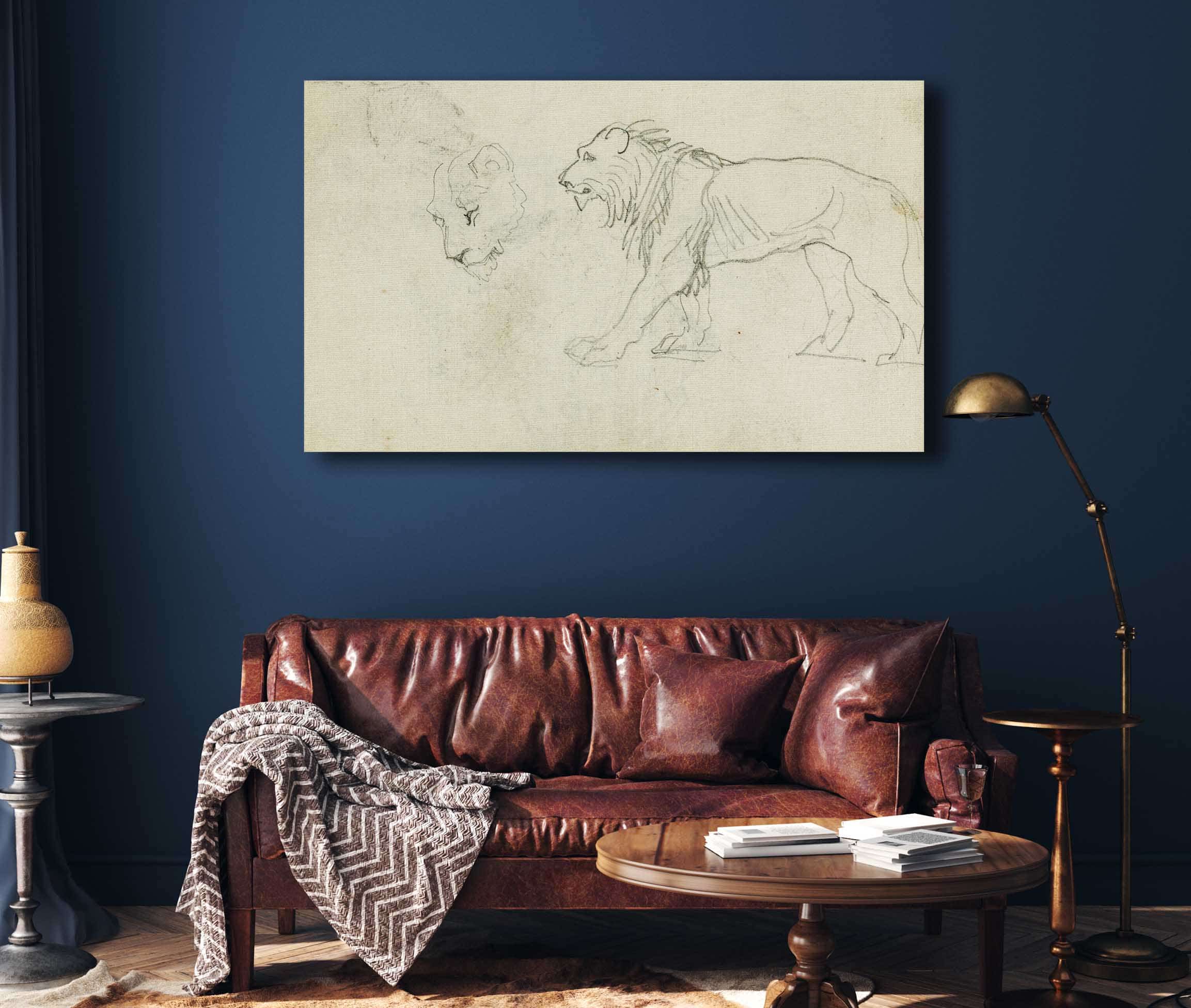 Lion Walking Head Of A Lioness by Theodore Gericault - Image 4