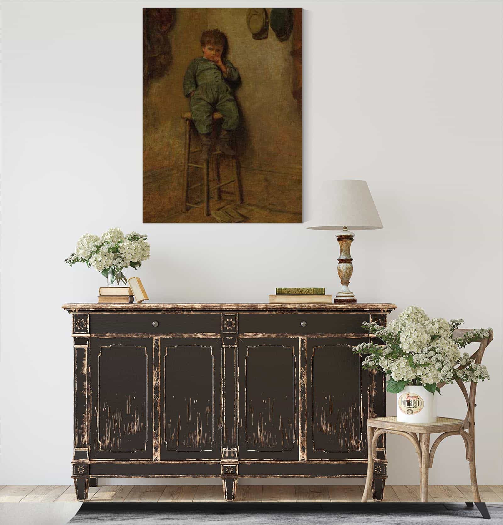 Little Boy On A Stool by Eastman Johnson - Image 4