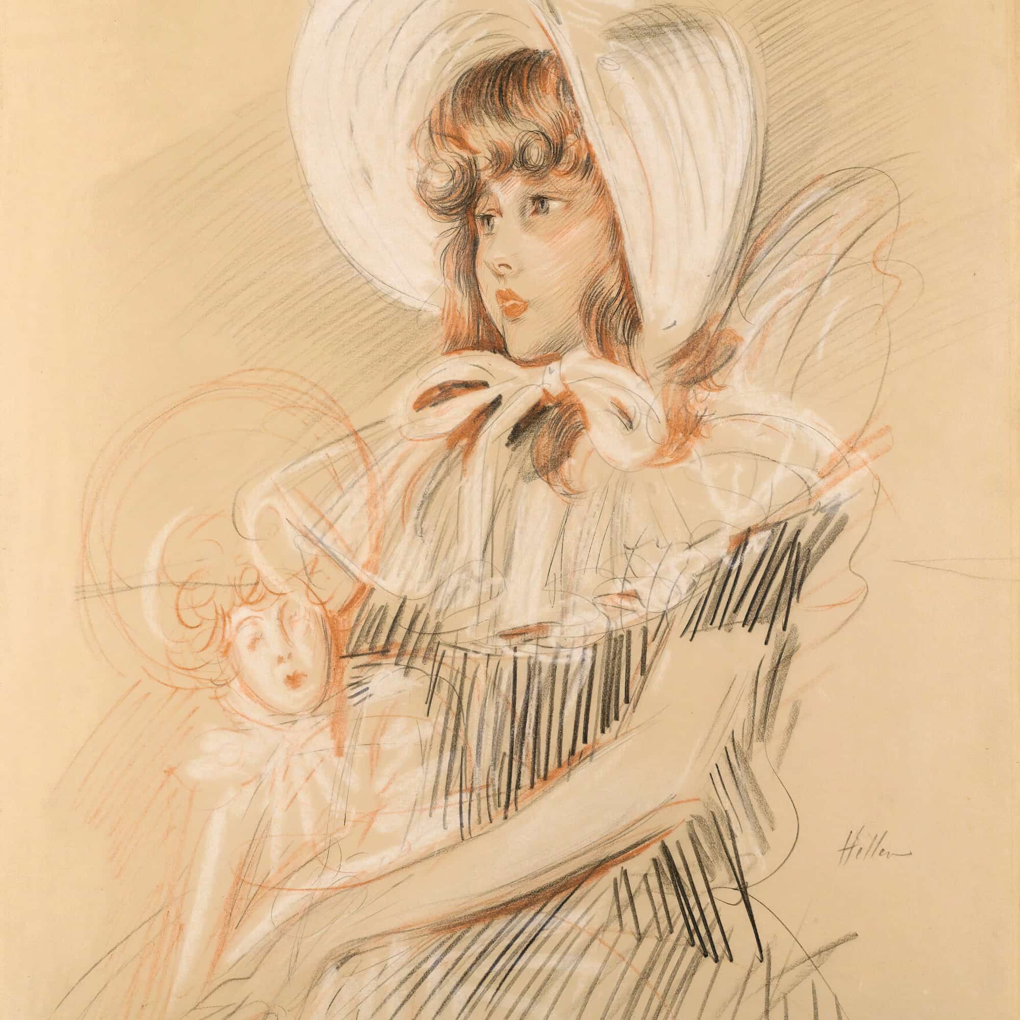 Little Girl Holding Her Doll by Paul Cesar Helleu - Image 4