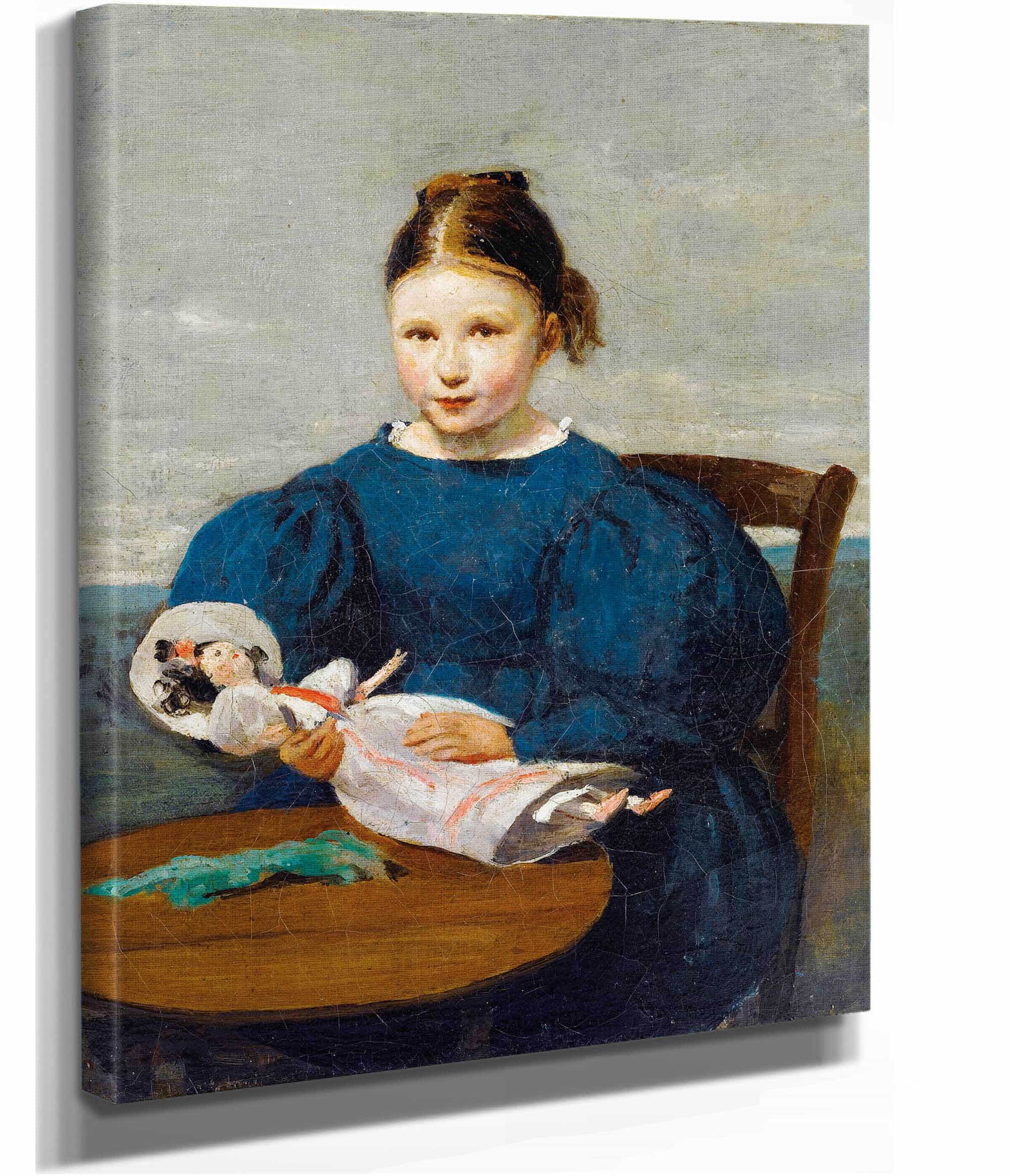 Little Girl With A Doll by Jean Baptiste Camille Corot - Image 2