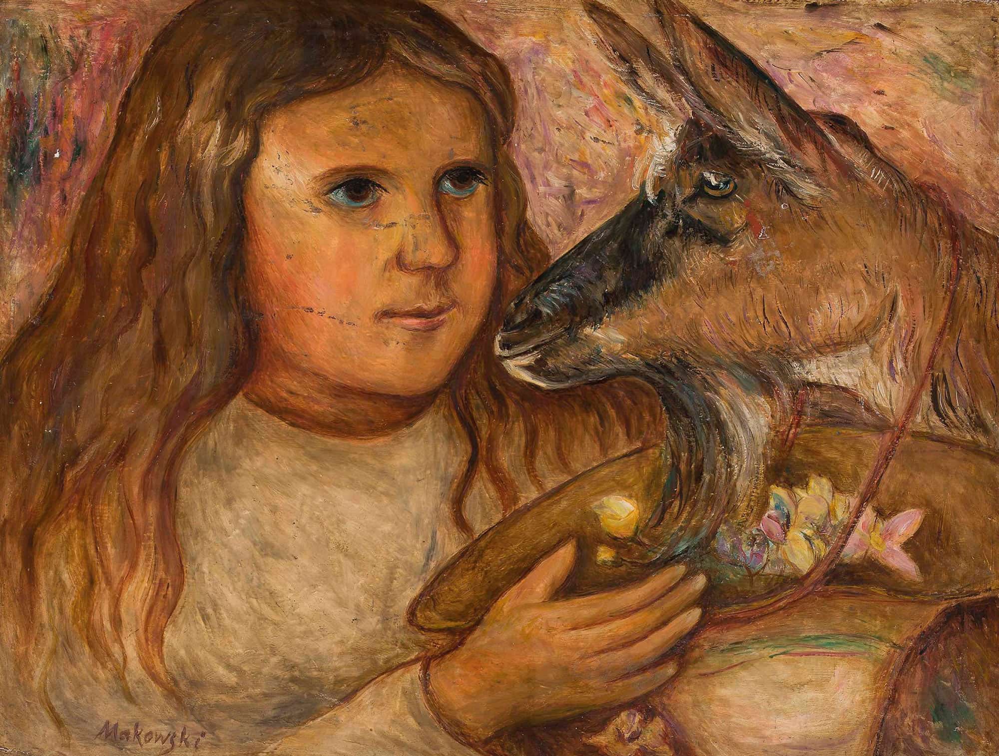 Little Girl With A Goat by Tadeusz Makowski