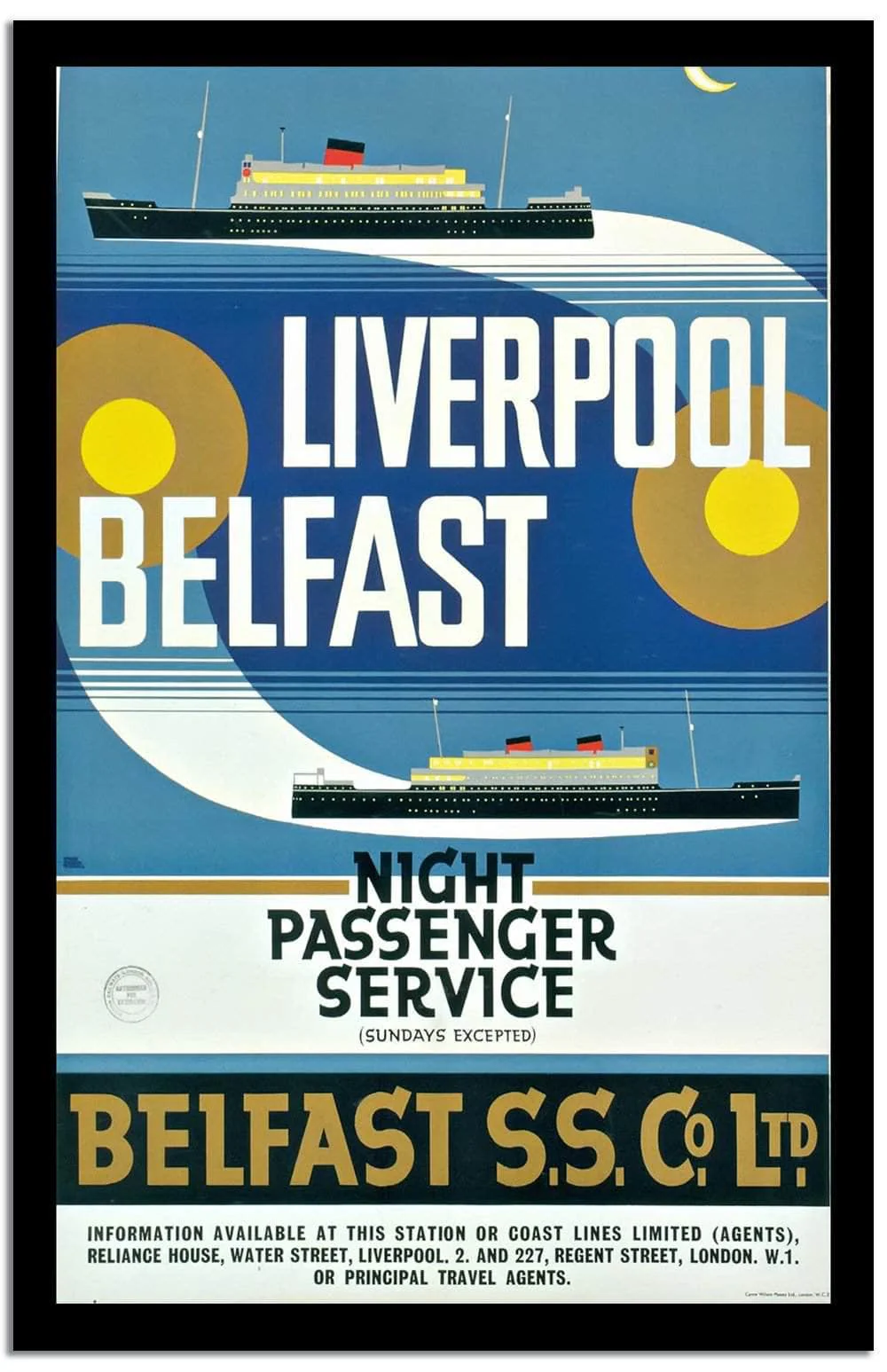 Liverpool Belfast Vintage Poster - Image 2