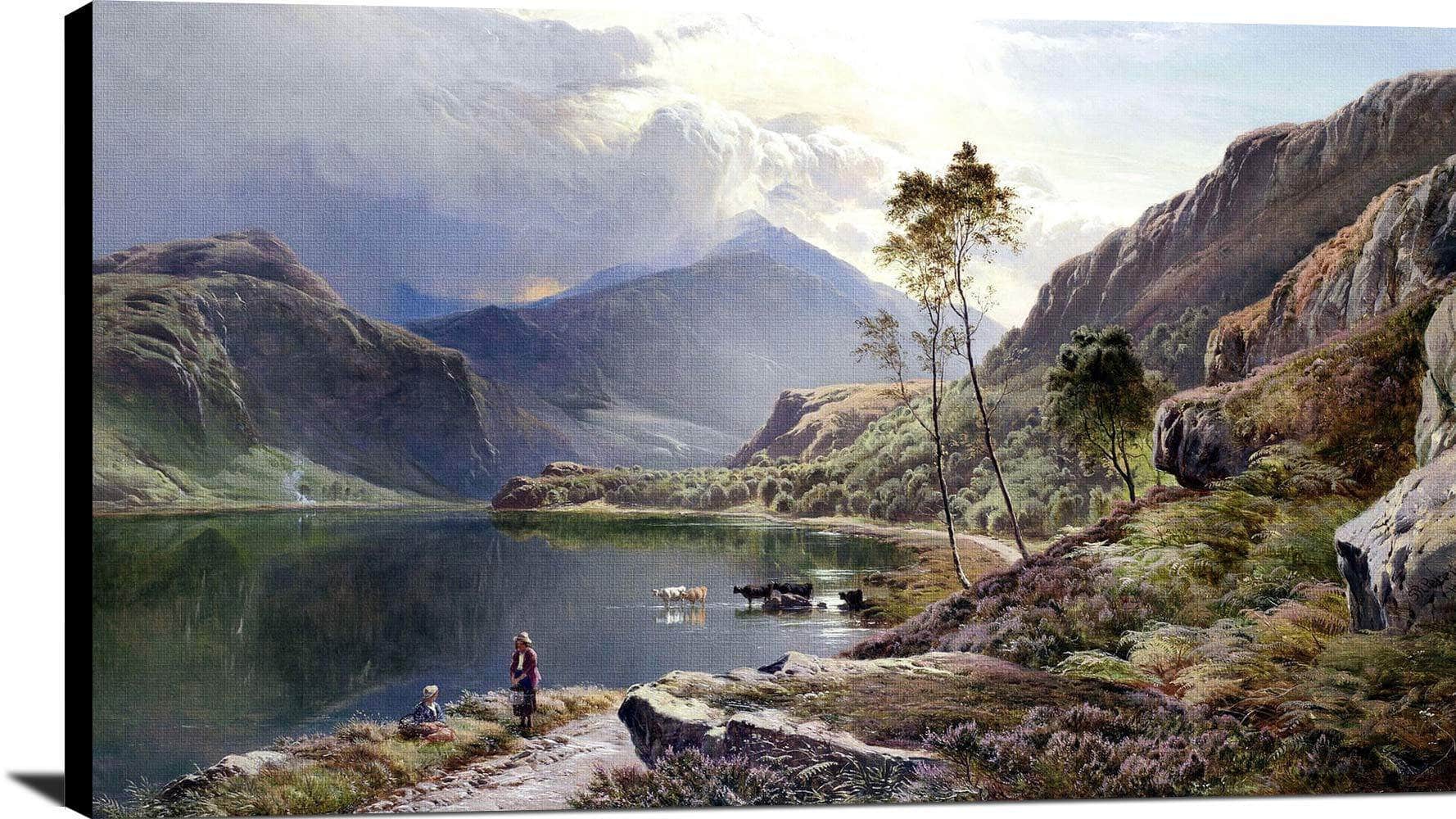 Llyn Y Ddinas, North Wales Painting Sidney Richard Percy Canvas Art - Image 2